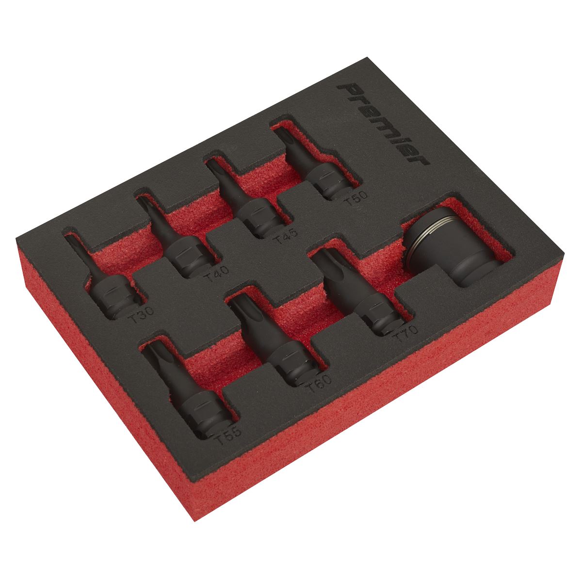 Sealey Impact Trx-Star Socket Bit Set 8 Piece 3/8" Drive T30-T70 in EVA Storage Tray 