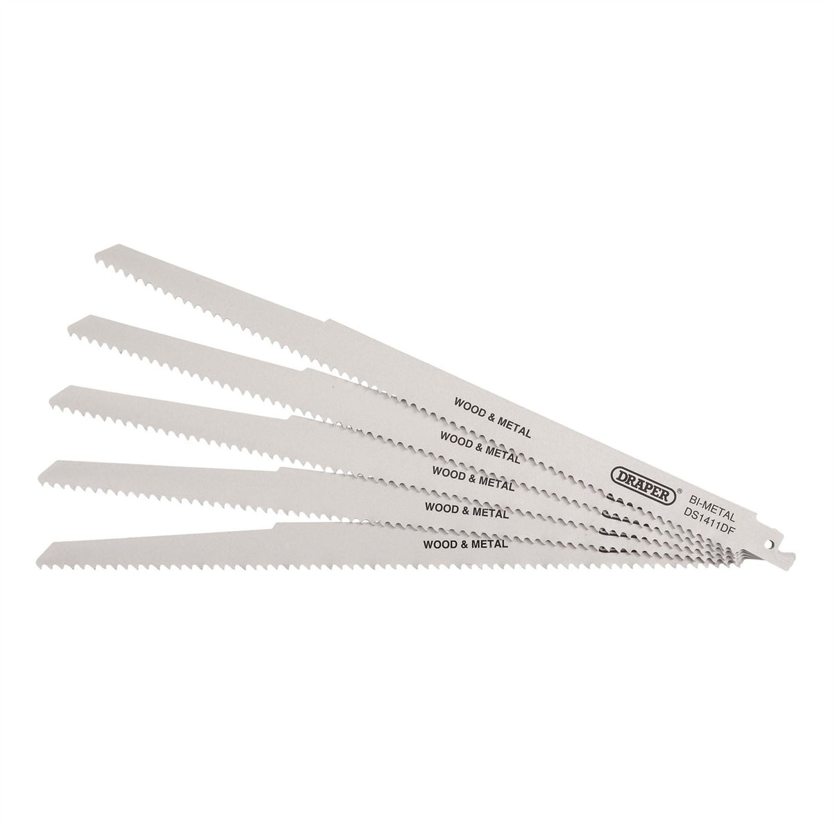 Draper Bi-metal Reciprocating Saw Blades for Multi-Purpose Cutting 300mm 6tpi (Pack of 5) 38756  White Rose Tools
