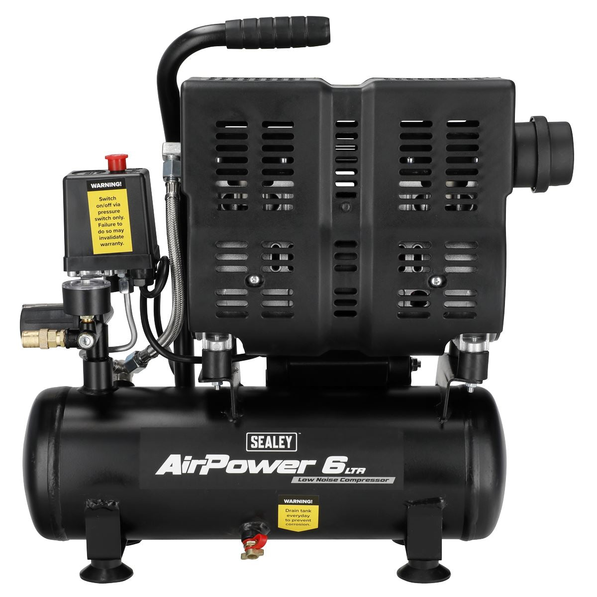 Sealey 6L Oil Free Low Noise Direct Drive Air Compressor 1hp  White Rose Tools