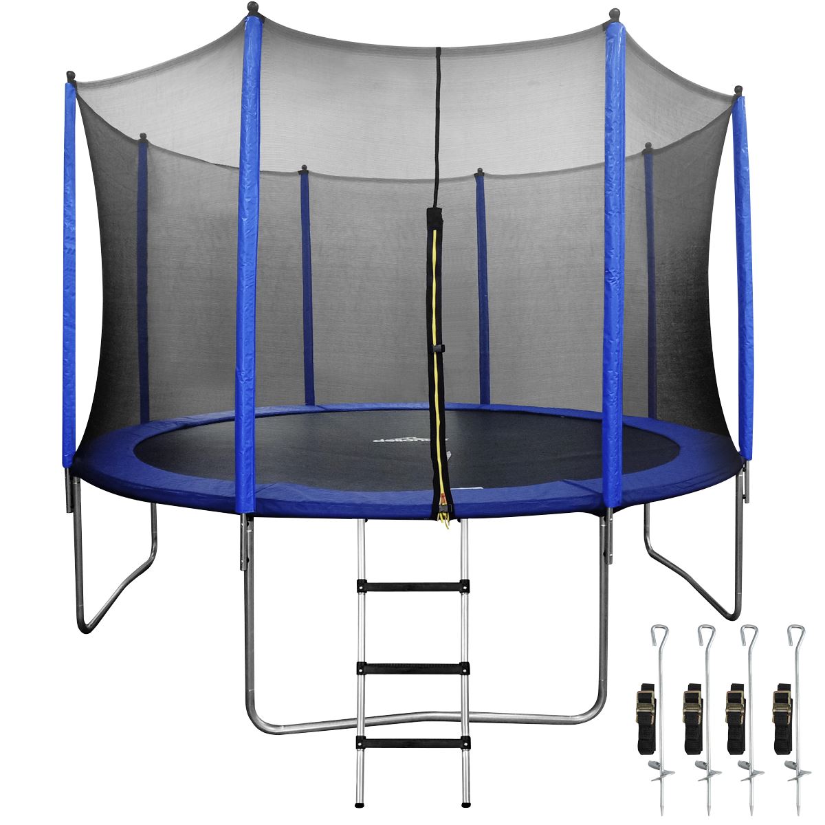 Dellonda 12ft Heavy-Duty Outdoor Trampoline for Kids with Safety Enclosure Net, Includes Anchor Kit and Ladder