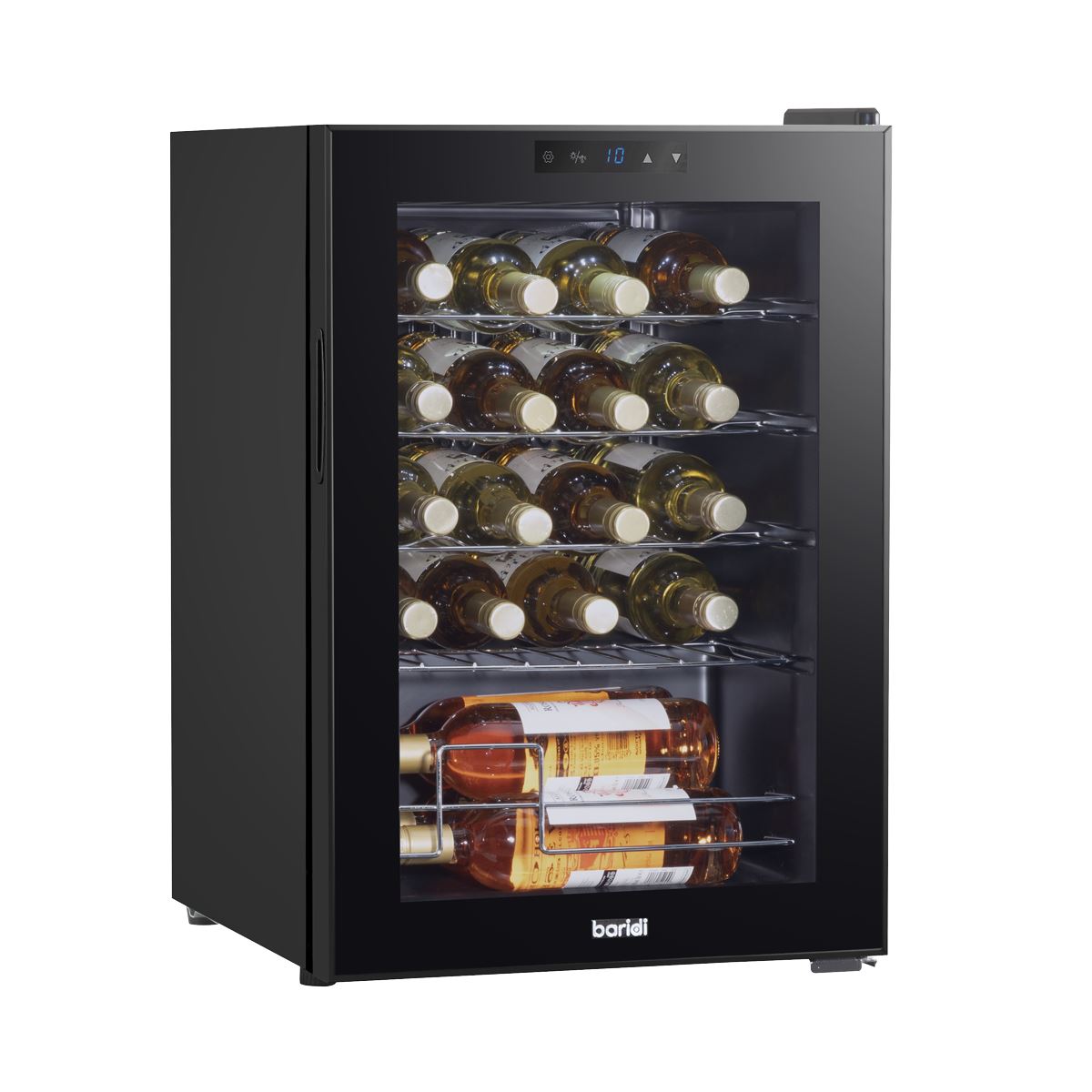 Baridi Wine Cooler/Fridge, Digital Touchscreen Controls, LED Light, 20 Bottle - Black