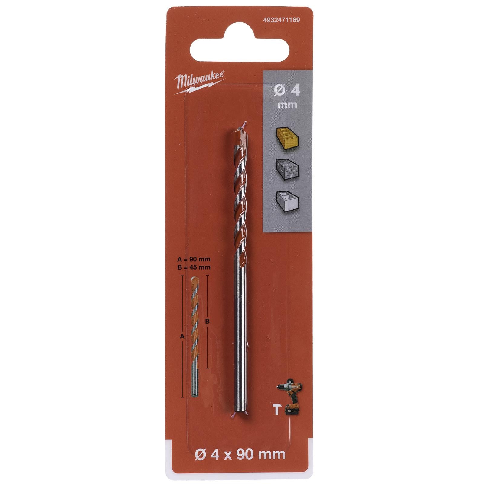 Milwaukee Premium Concrete Masonry Drill Bits 3 Flat Shank Hammer and Rotary 