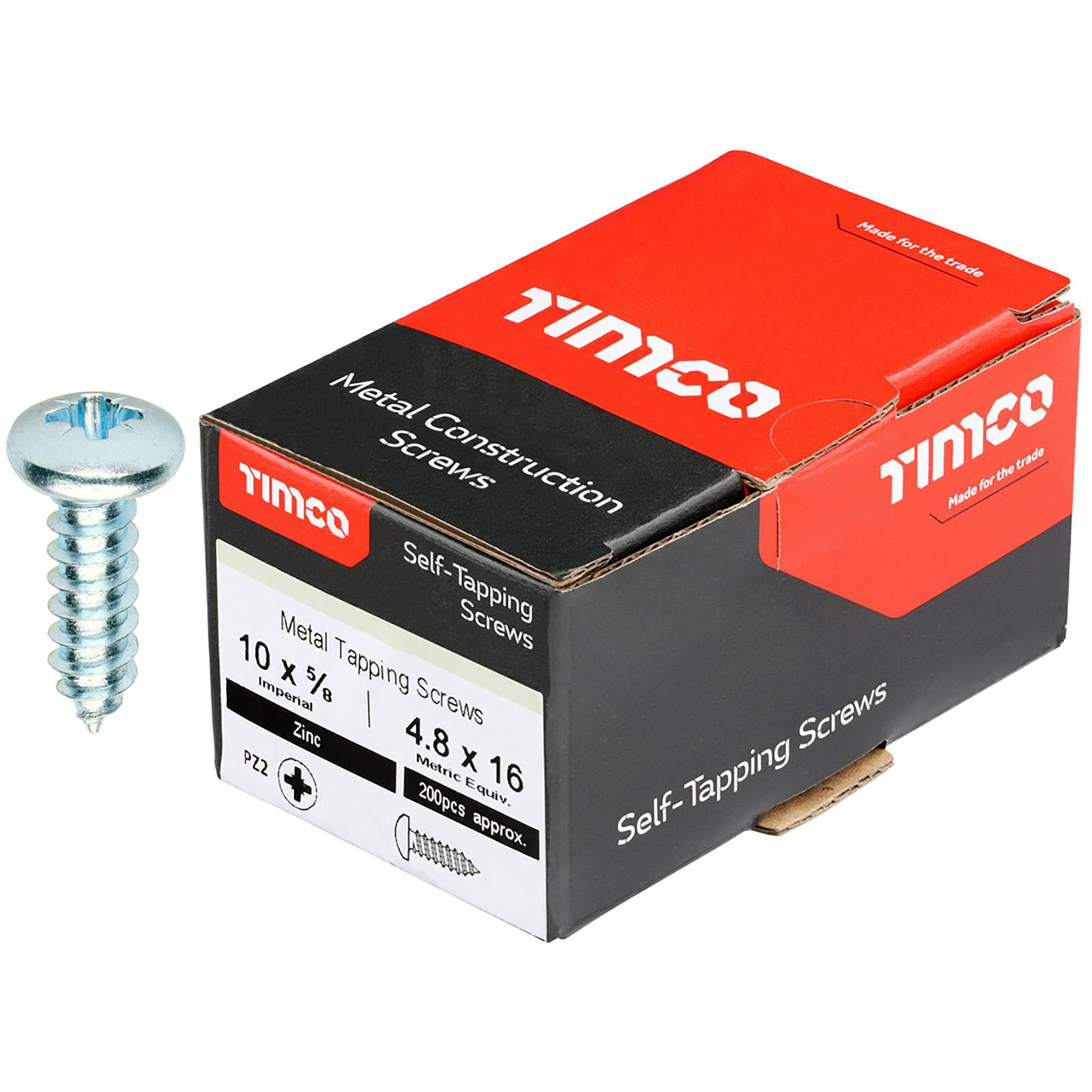 TIMCO Self Tapping Screws Pan Head Zinc Pozi - Choose Size