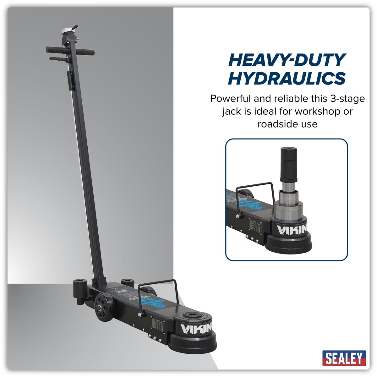 Sealey Viking Long Reach/Low Profile Air Operated Telescopic Jack 10-40 Tonne
