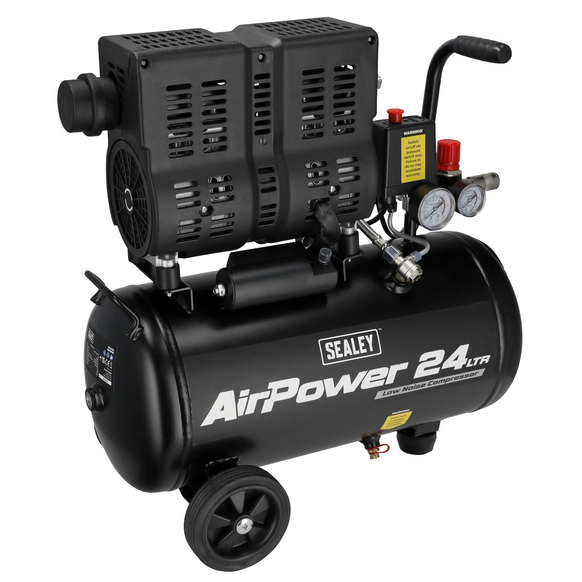 Sealey 24L Low Noise Oil Free Direct Drive Air Compressor 1hp 