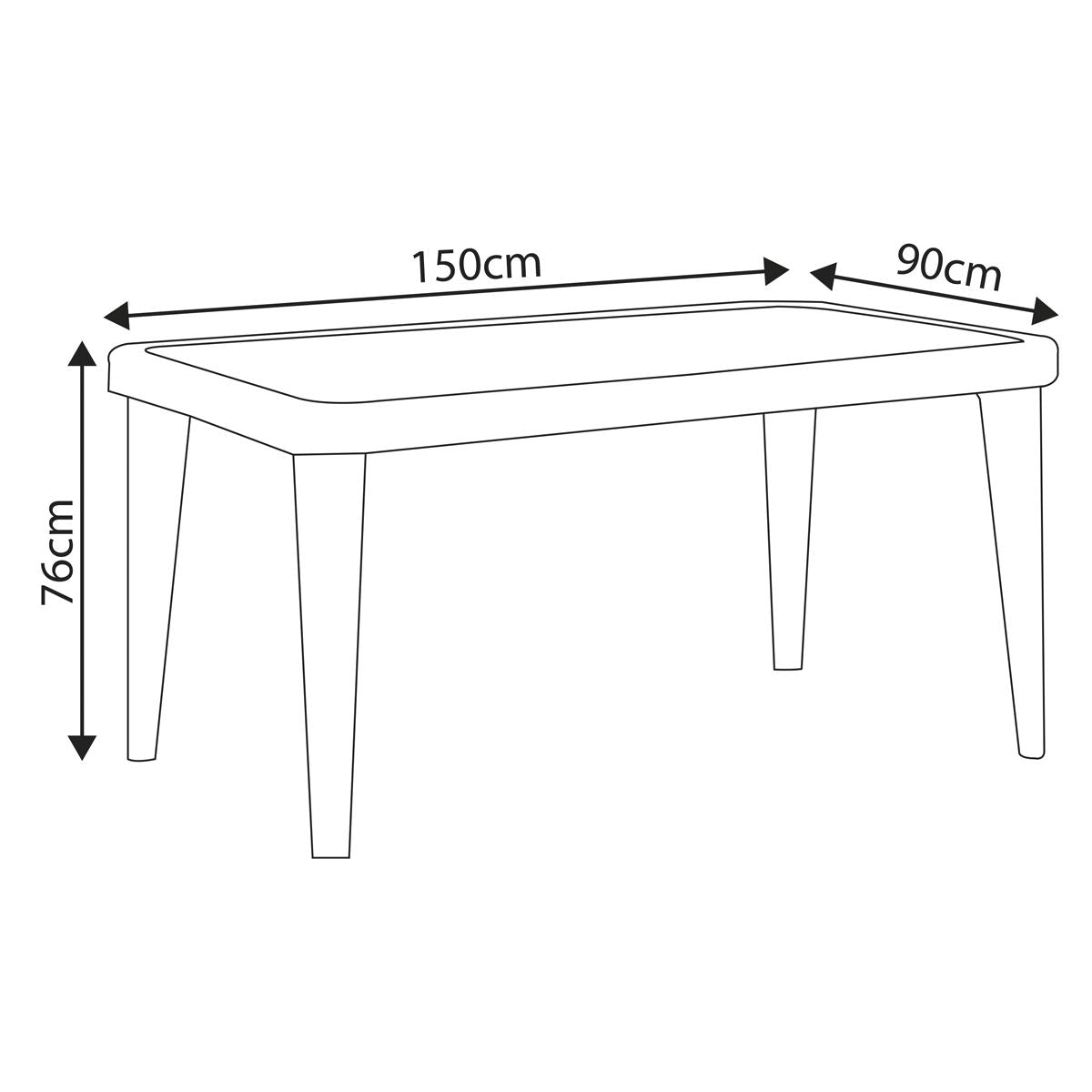 Dellonda Outdoor Dining Table Weather Resistant Body Glass Table 90x150cm