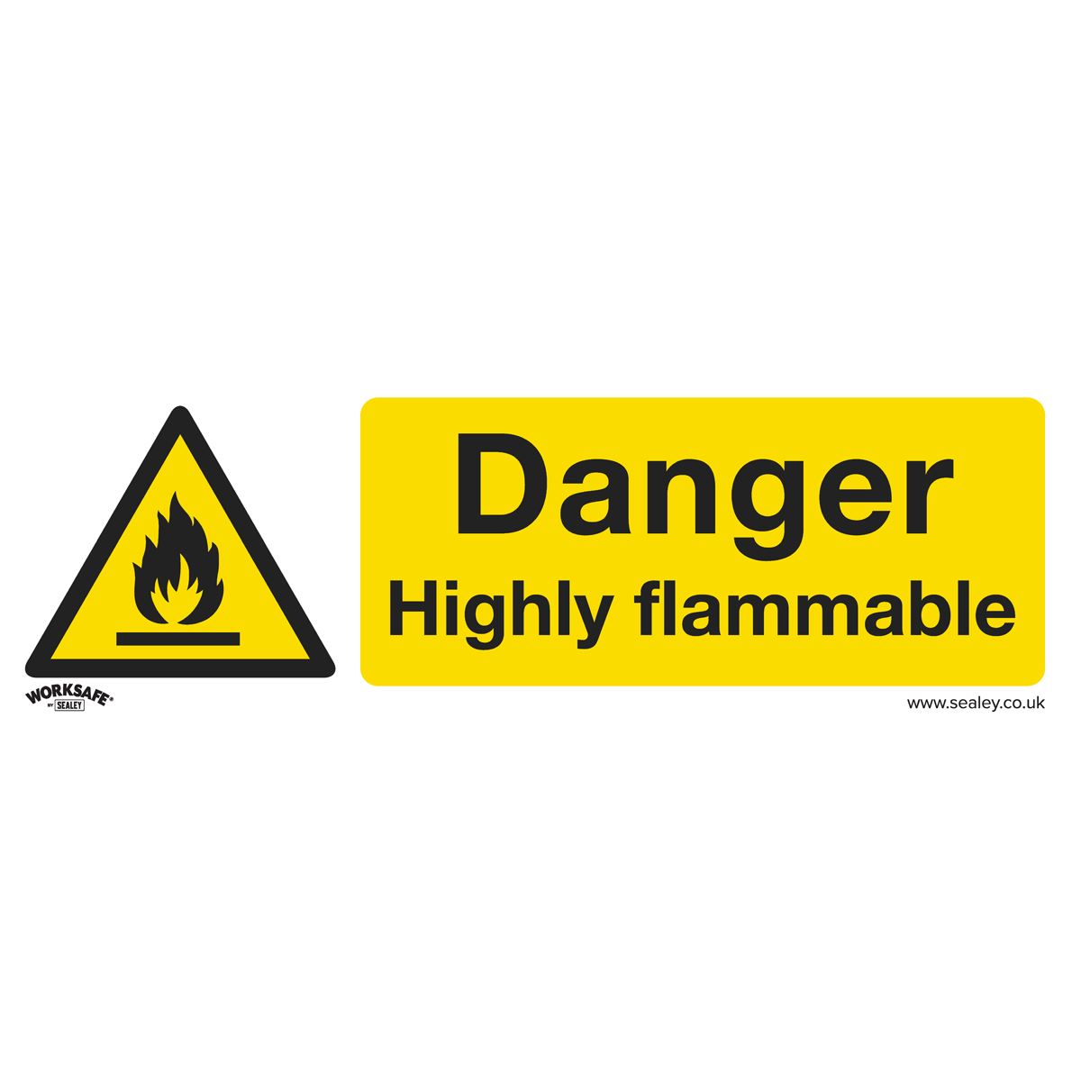 Worksafe by Sealey Warning Safety Sign - Danger Highly Flammable - Rigid Plastic 