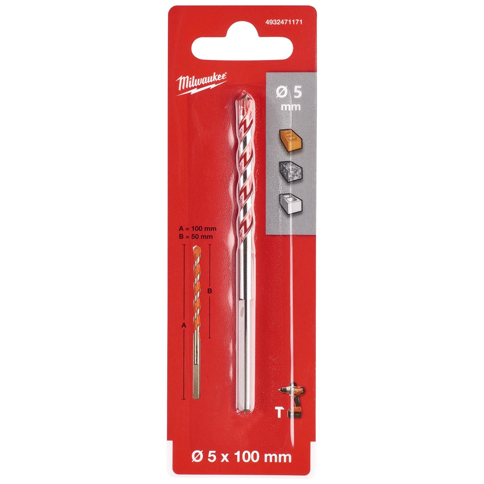 Milwaukee Premium Concrete Masonry Drill Bits 3 Flat Shank Hammer and Rotary 