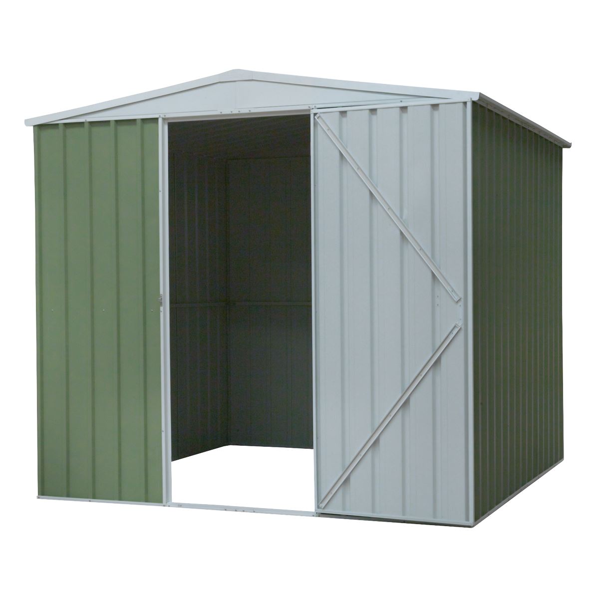 Dellonda Galvanised Steel Metal Garden/Outdoor/Storage Shed, 7.5FT x 7.5FT, Apex Style Roof - Green