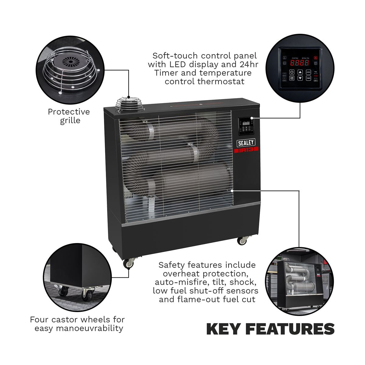 Sealey Industrial Infrared Diesel Heater 13kW