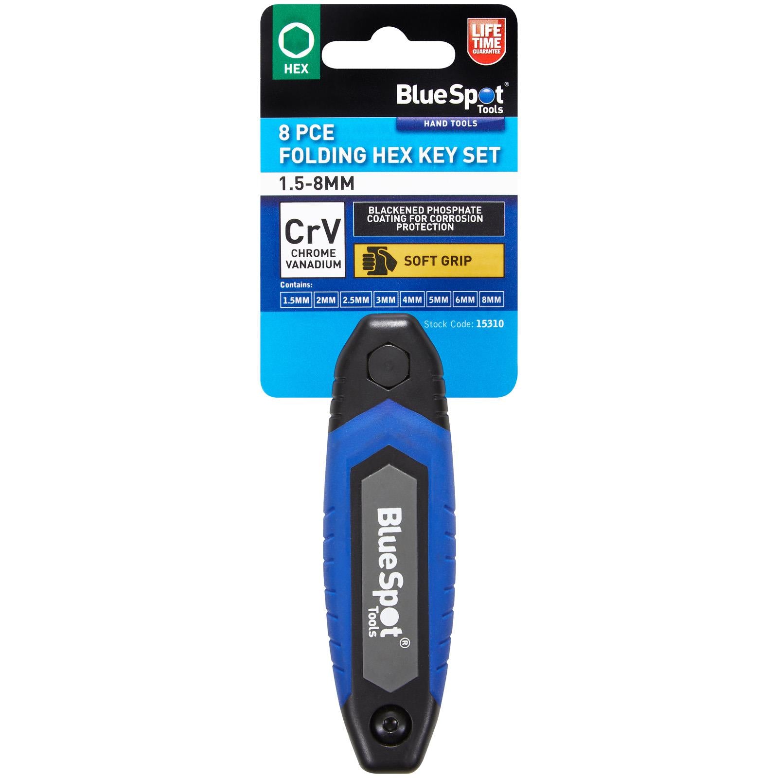 BlueSpot Folding Hex Key Set 8 Piece 1.5-8mm
