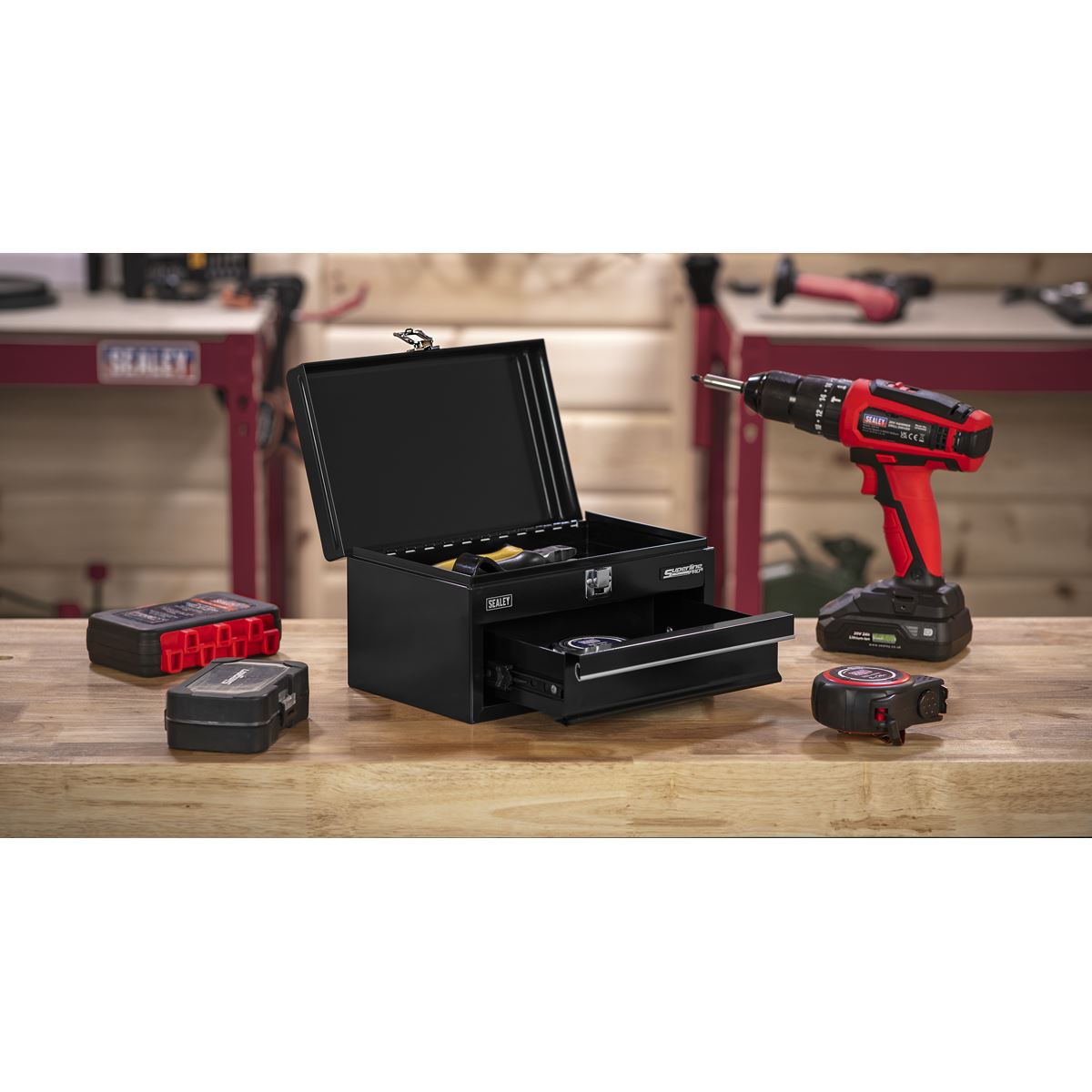Sealey Superline Pro 1 Drawer Mini Toolbox Black  White Rose Tools