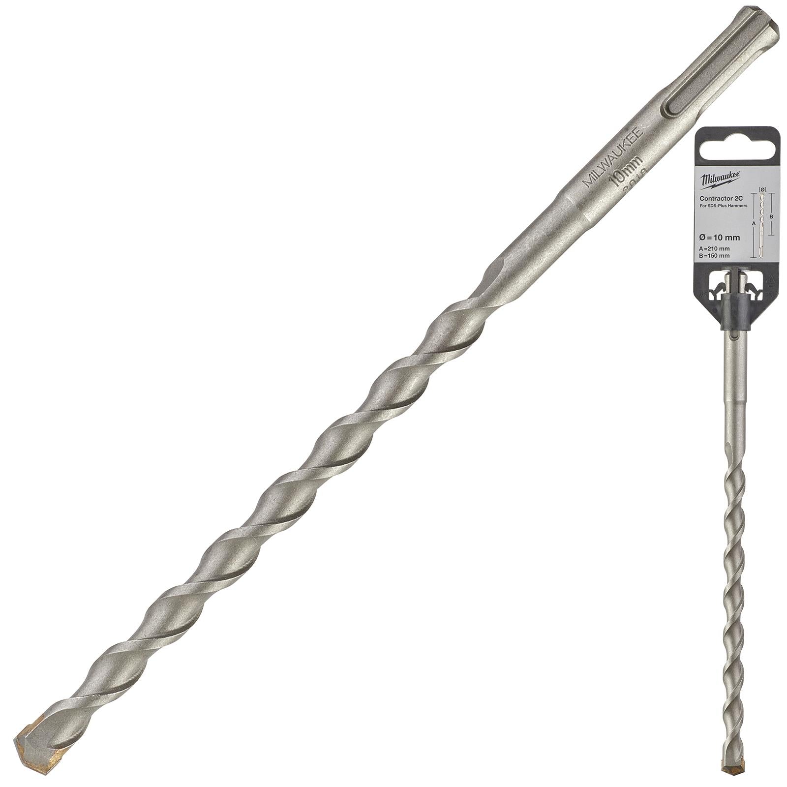 Milwaukee SDS Plus Contractor Hammer Drill Bits 2 Cut 