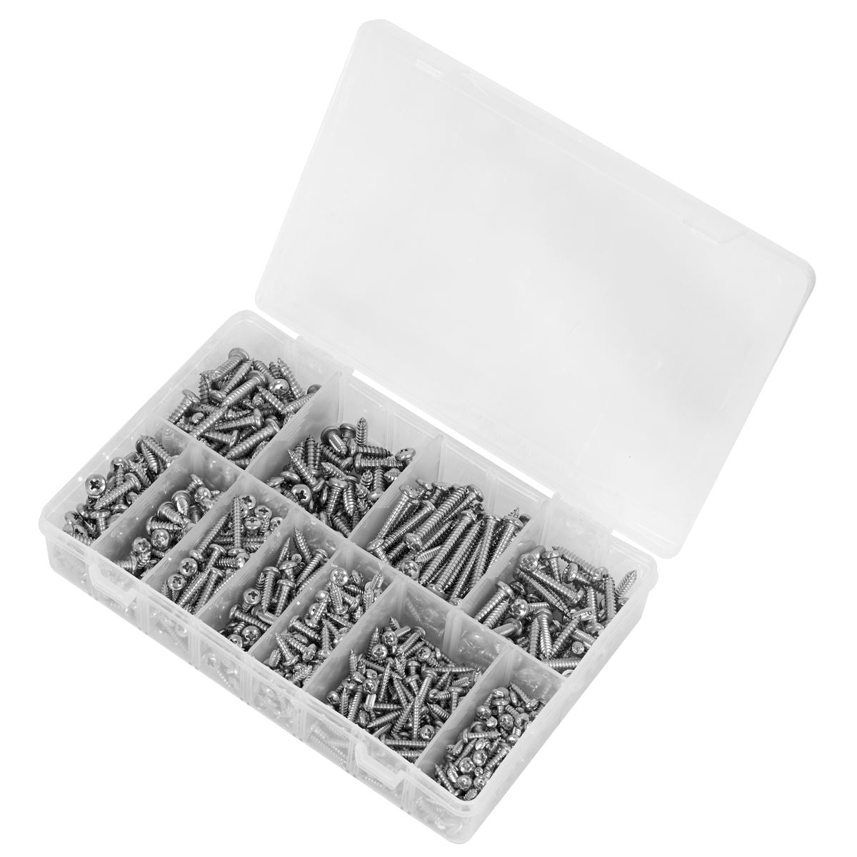 Sealey Stainless Steel Self-Tapping Screw Assortment 700pc  White Rose Tools