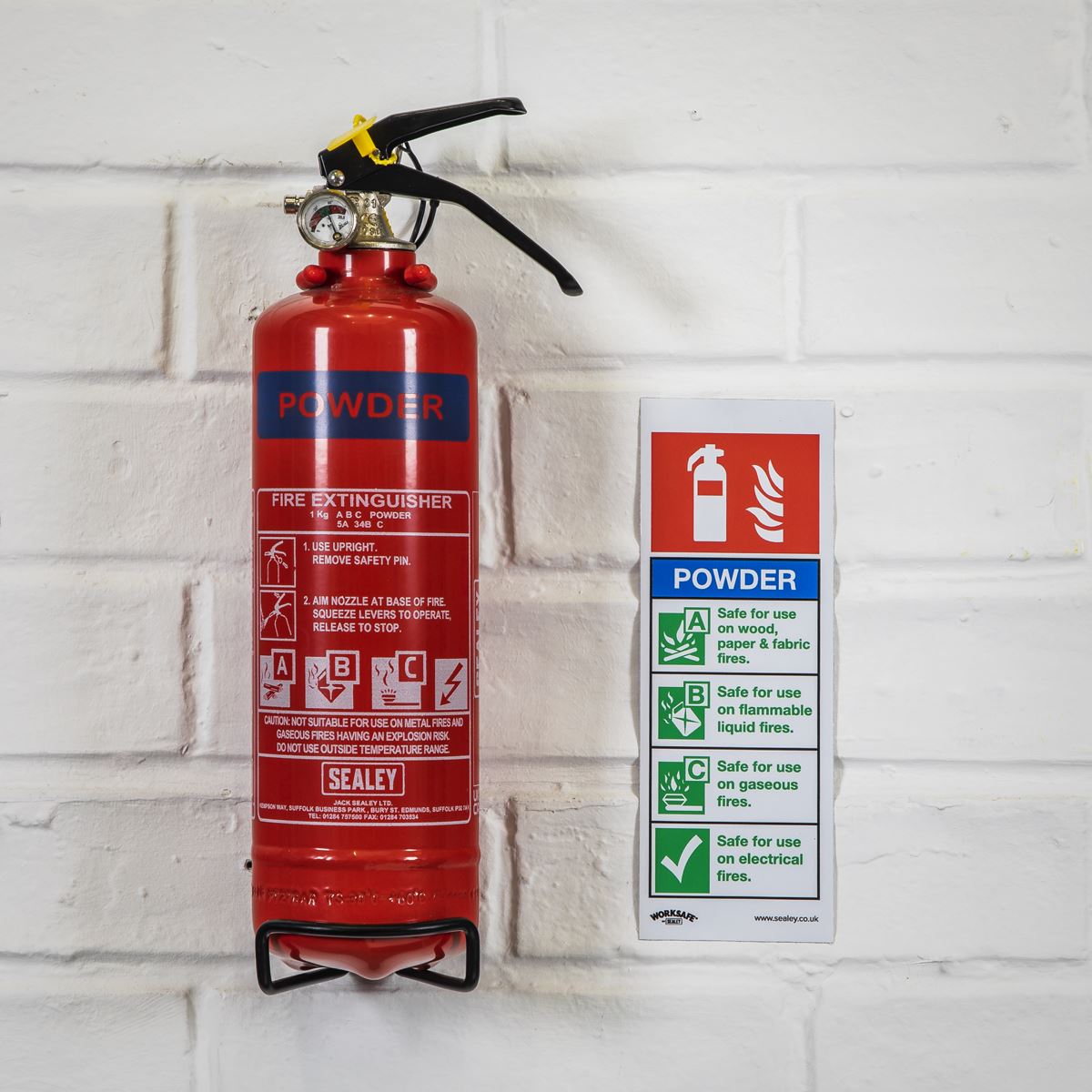 Worksafe by Sealey Safe Conditions Safety Sign - Powder Fire Extinguisher - Rigid Plastic