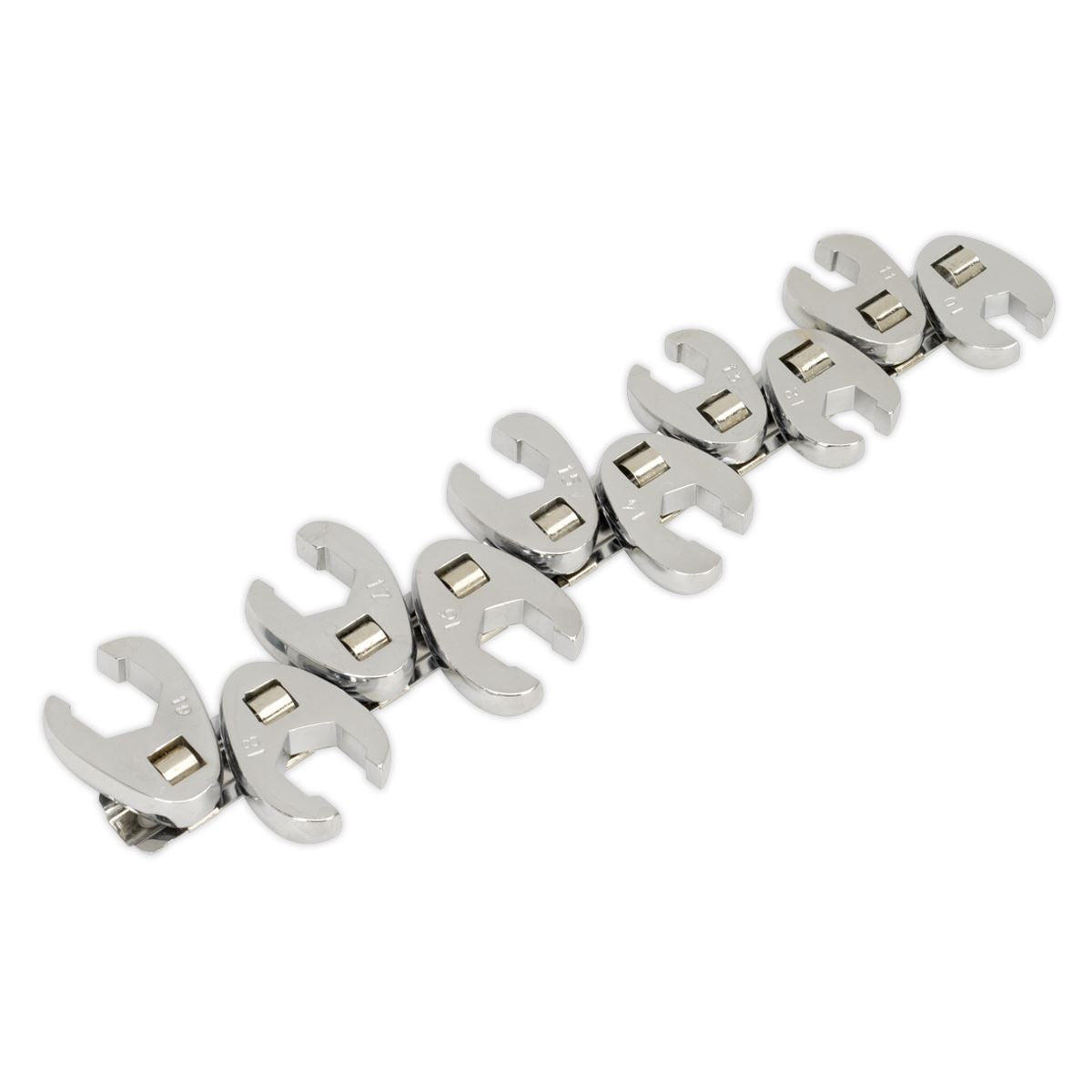 Siegen by Sealey Crow's Foot Wrench Set 10pc Flare Nut 3/8"Sq Drive Metric 