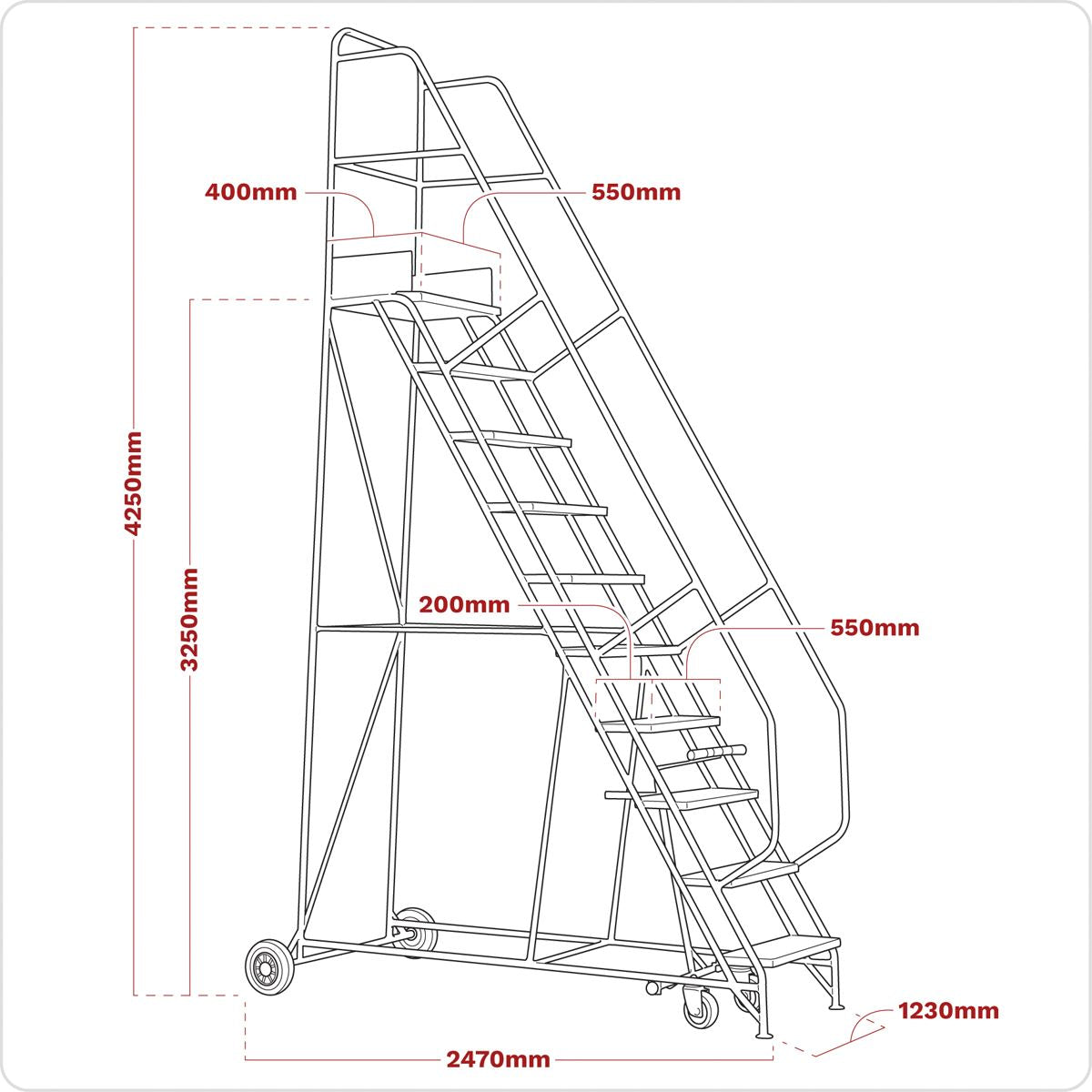 Sealey Mobile Safety Steps 13-Tread 