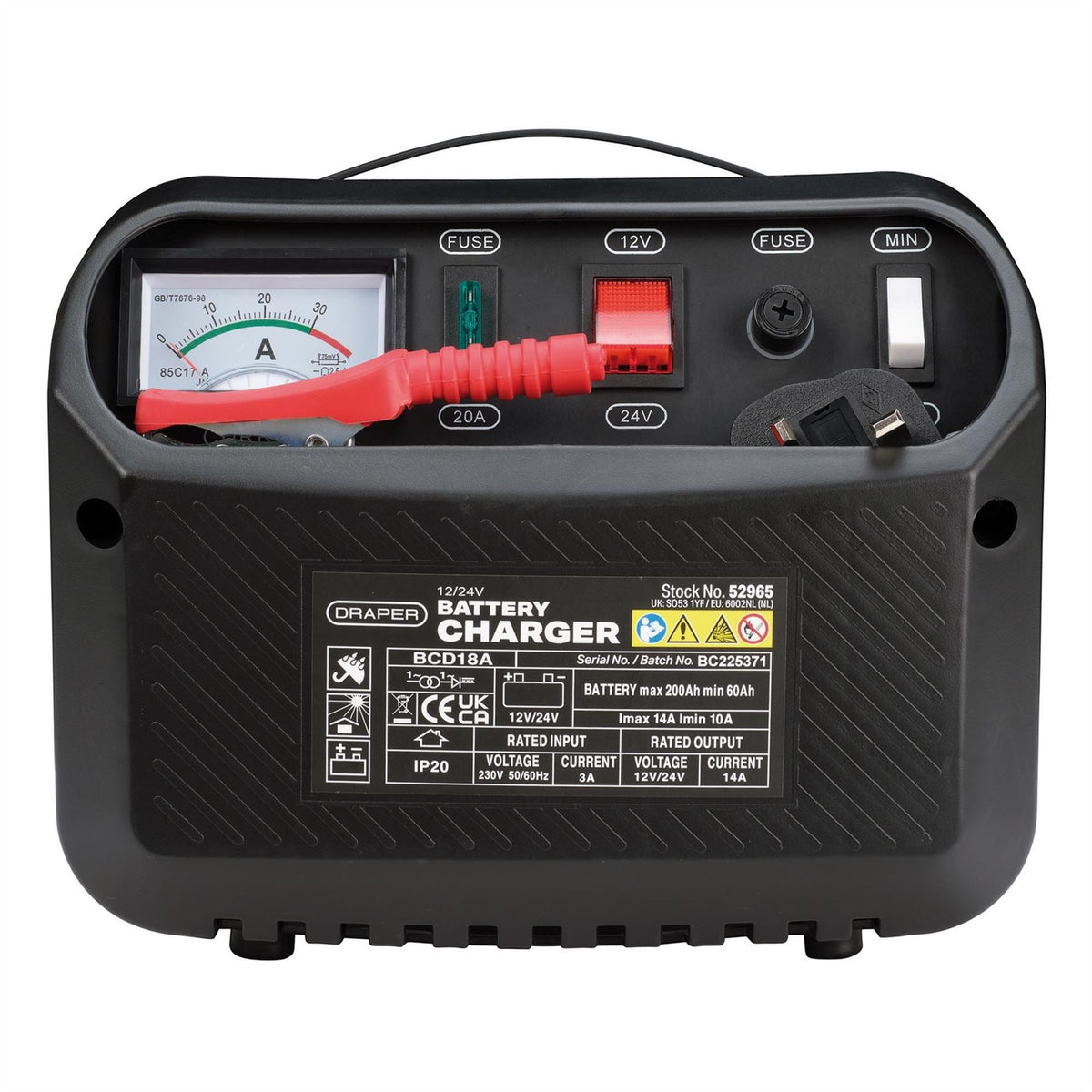Draper 12/24V Battery Charger 10-14A 52965  White Rose Tools