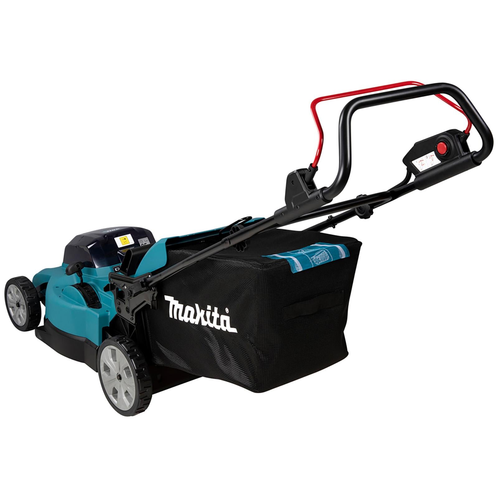 Makita 48cm Lawn Mower Kit Twin 18V LXT Li-ion Cordless Garden Grass Outdoor 2 x 5Ah Battery and Dual Charger DLM480CT2