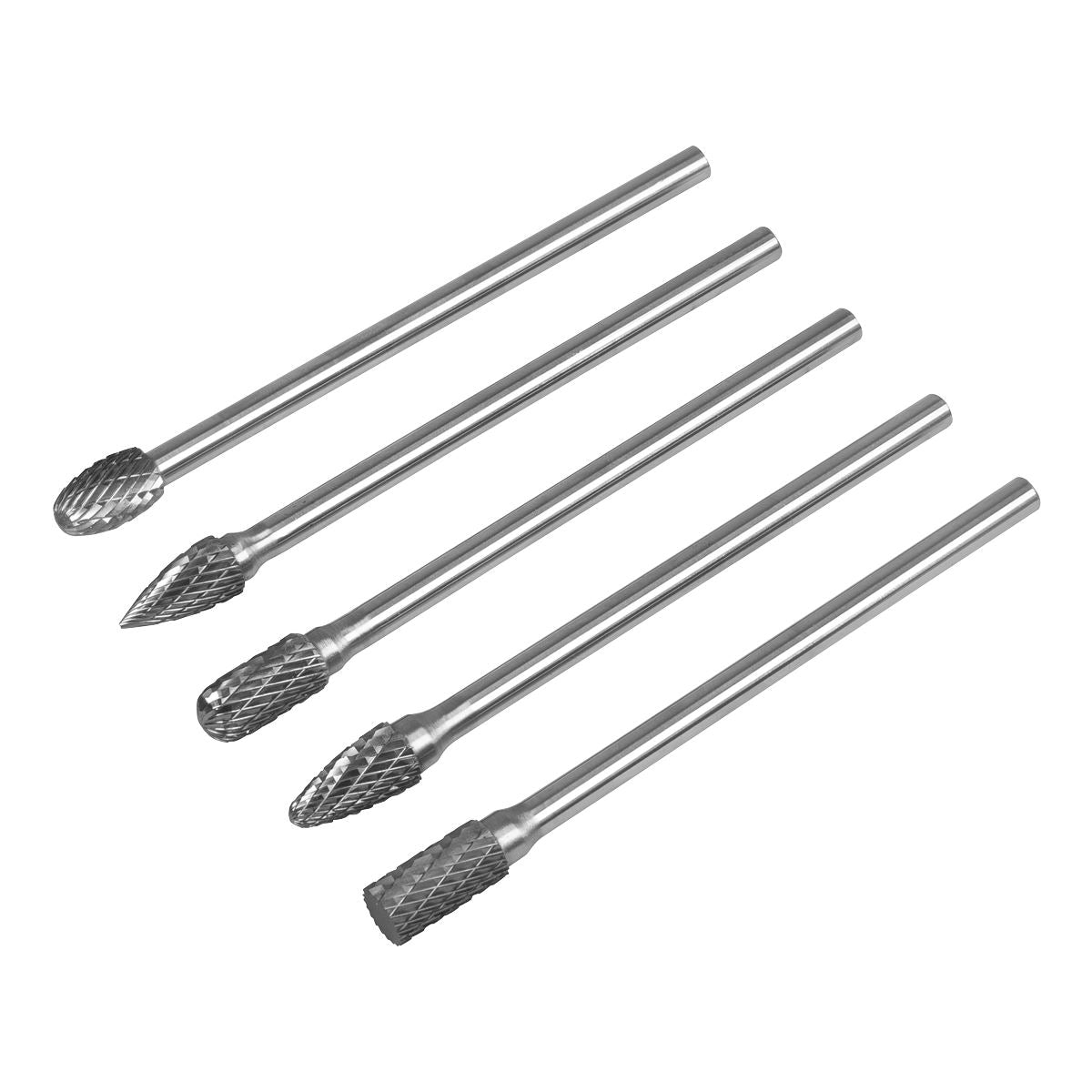Sealey Tungsten Carbide Rotary Burr Set Extra-Long 5pc 