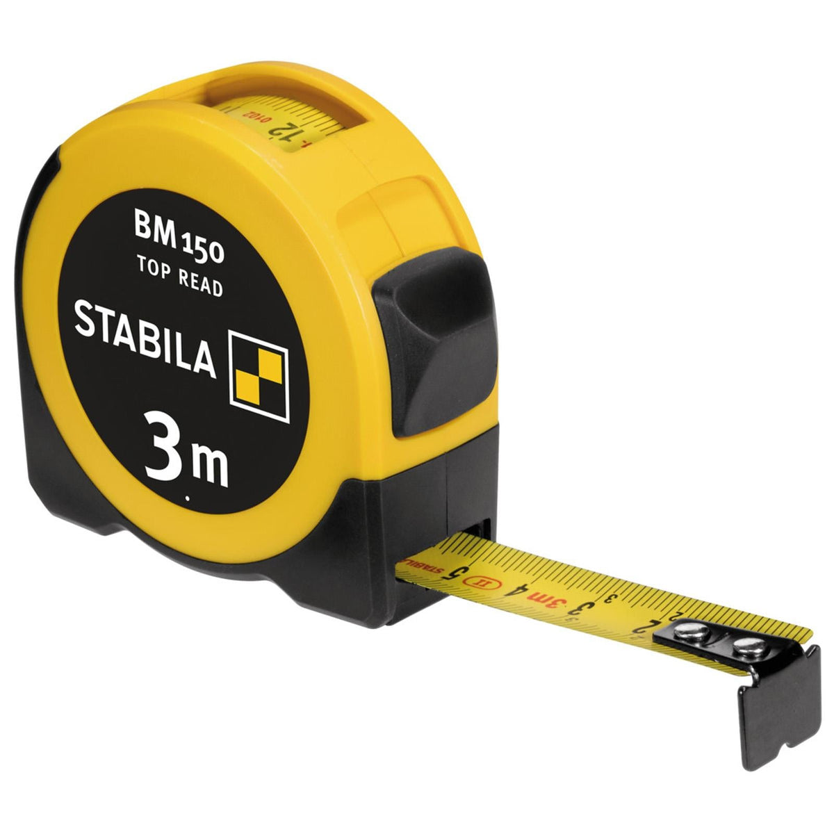 STABILA Pocket Tape Measure 3m BM150 Metric Scale 16mm Width Top Reading 19839  White Rose Tools