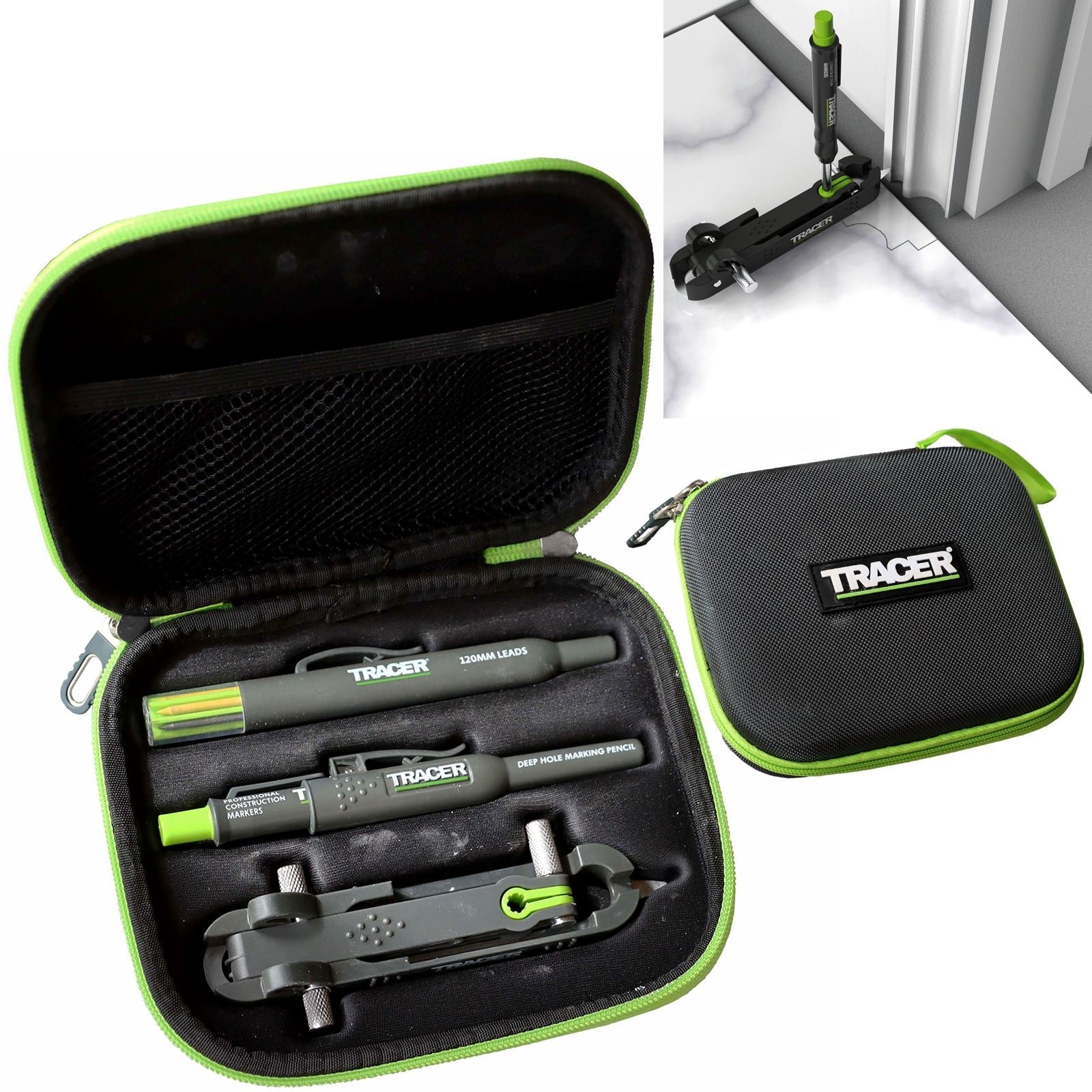 TRACER Pro Scribe Tool Deep Hole Pencil and 6 Replacement Lead Holster 