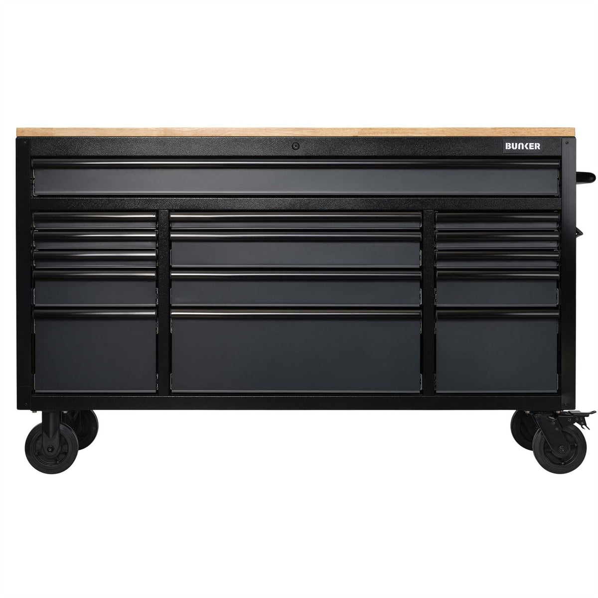 BUNKER 15 Drawer Workbench Roller Tool Cabinet 61" Grey 27225  White Rose Tools