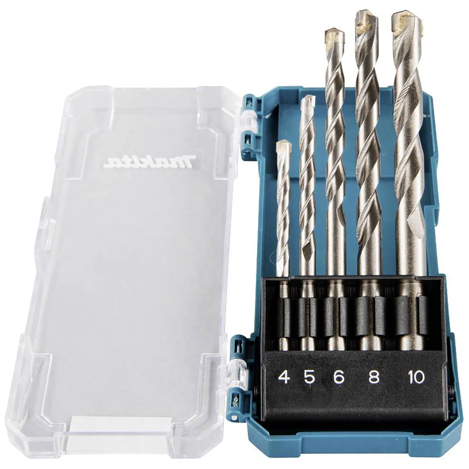 Makita Masonry Drill Bit Set Brick Stone Concrete Straight Shank 4-10mm 5pc 
