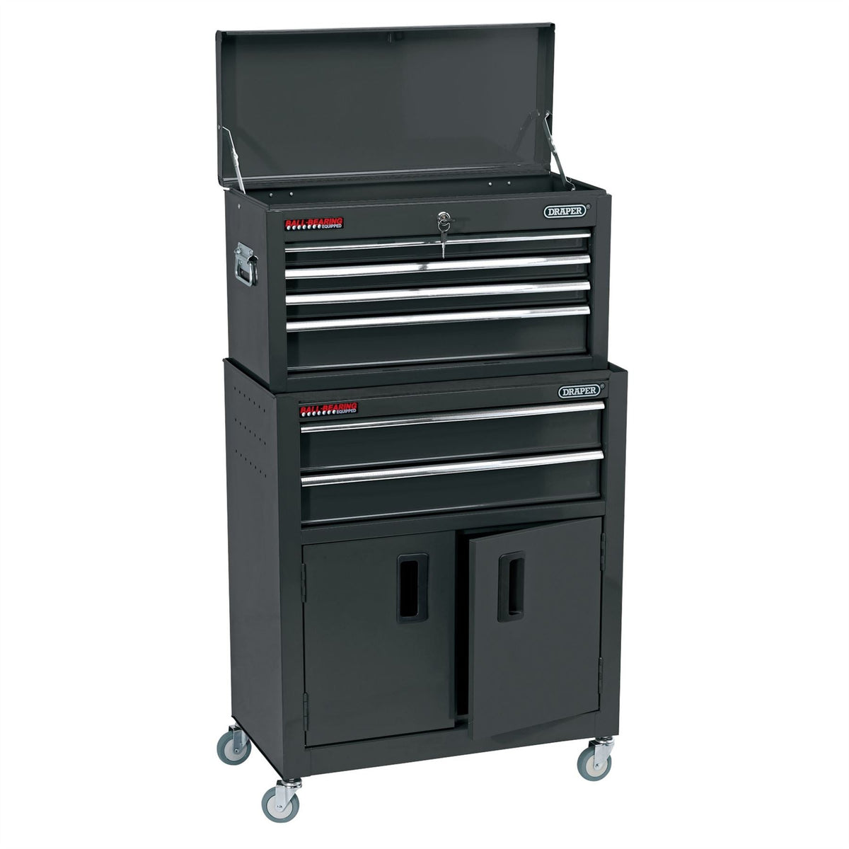 Draper Combined Roller Cabinet and Tool Chest 6 Drawer 24" Black 19572  White Rose Tools