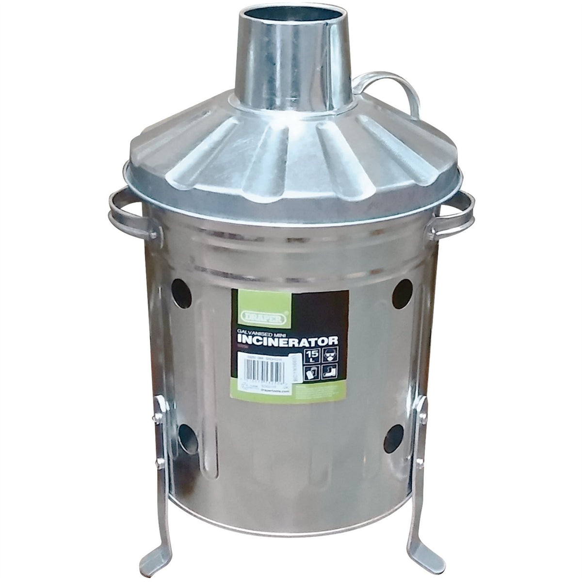 Draper Galvanised Mini Incinerator 15L 53250  White Rose Tools