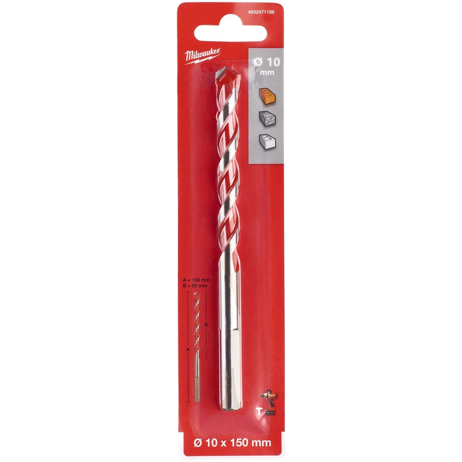 Milwaukee Premium Concrete Masonry Drill Bits 3 Flat Shank Hammer and Rotary 