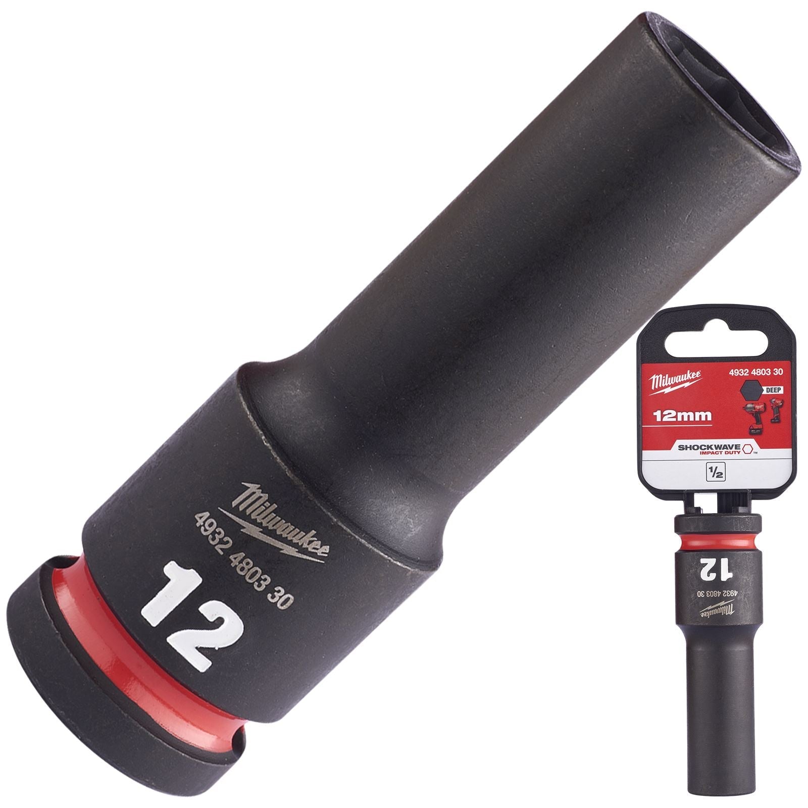 Milwaukee Impact Sockets Deep 1/2" Drive 8-36mm SHOCKWAVE Impact Duty 