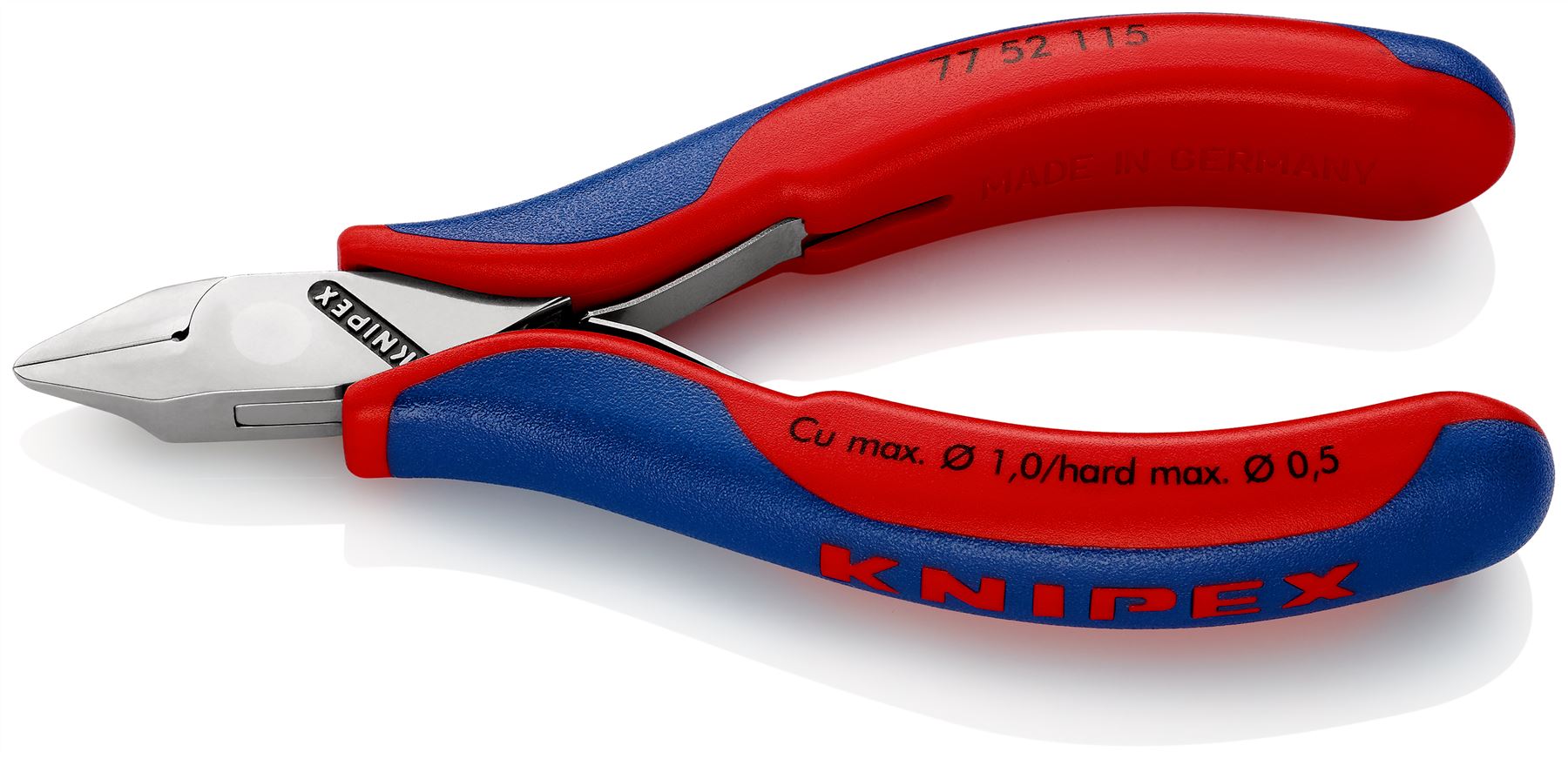 KNIPEX Electronics Diagonal Cutter Pliers Pointed Flat Head Small Bevel 115mm Multi Component Grips 77 52 115