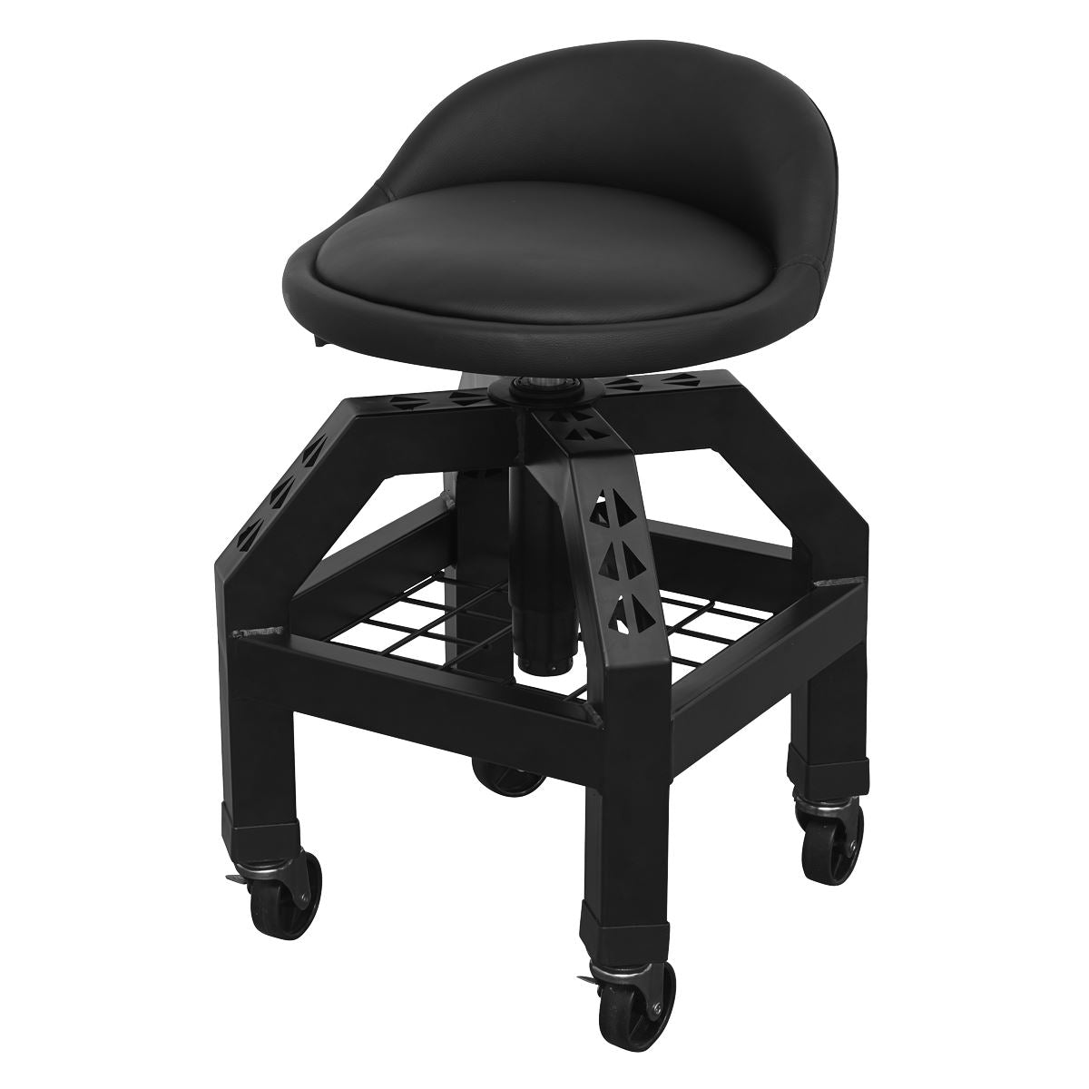 Sealey Premier Industrial Premier Industrial Pneumatic Creeper Stool with Adjustable Height Swivel Seat & Back Rest 