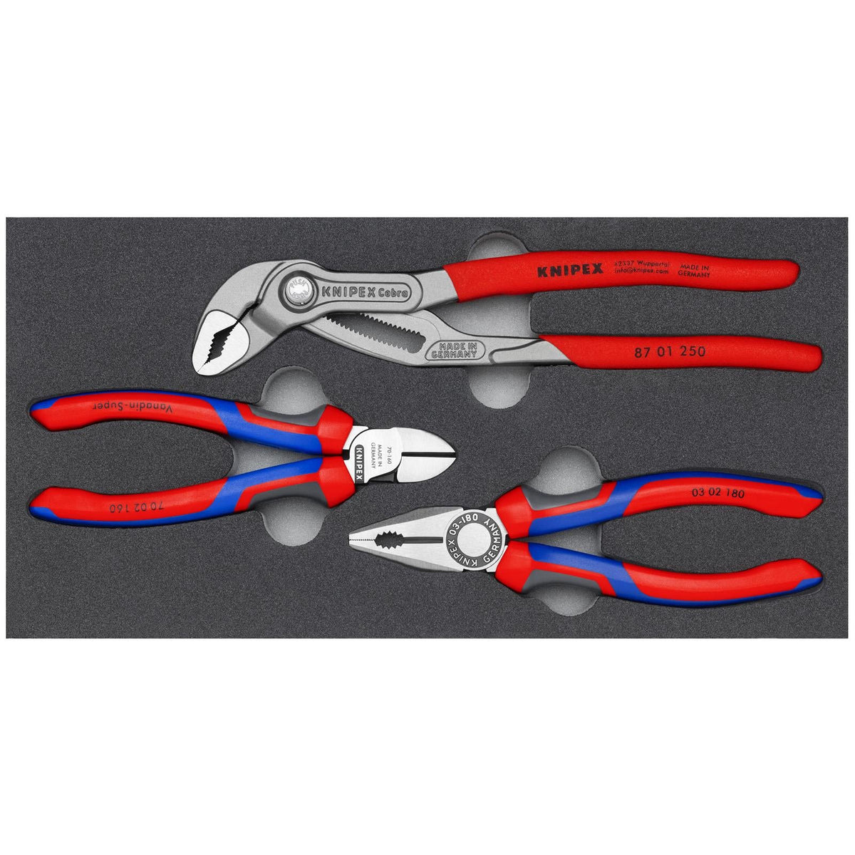 KNIPEX Pliers Set Bestseller 3 Pieces In Foam Tray 00 20 01 V26  White Rose Tools