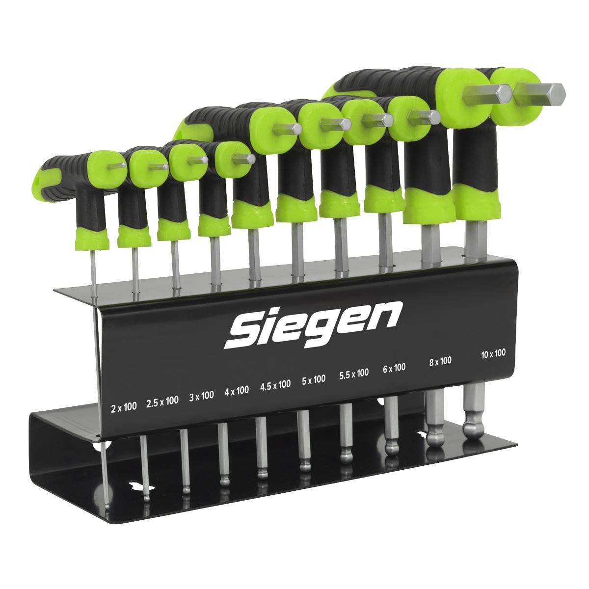 Siegen 10 Piece T-Handle Ball End Hex Key Set 2-10mm Allen Allan Keys Metal Stand