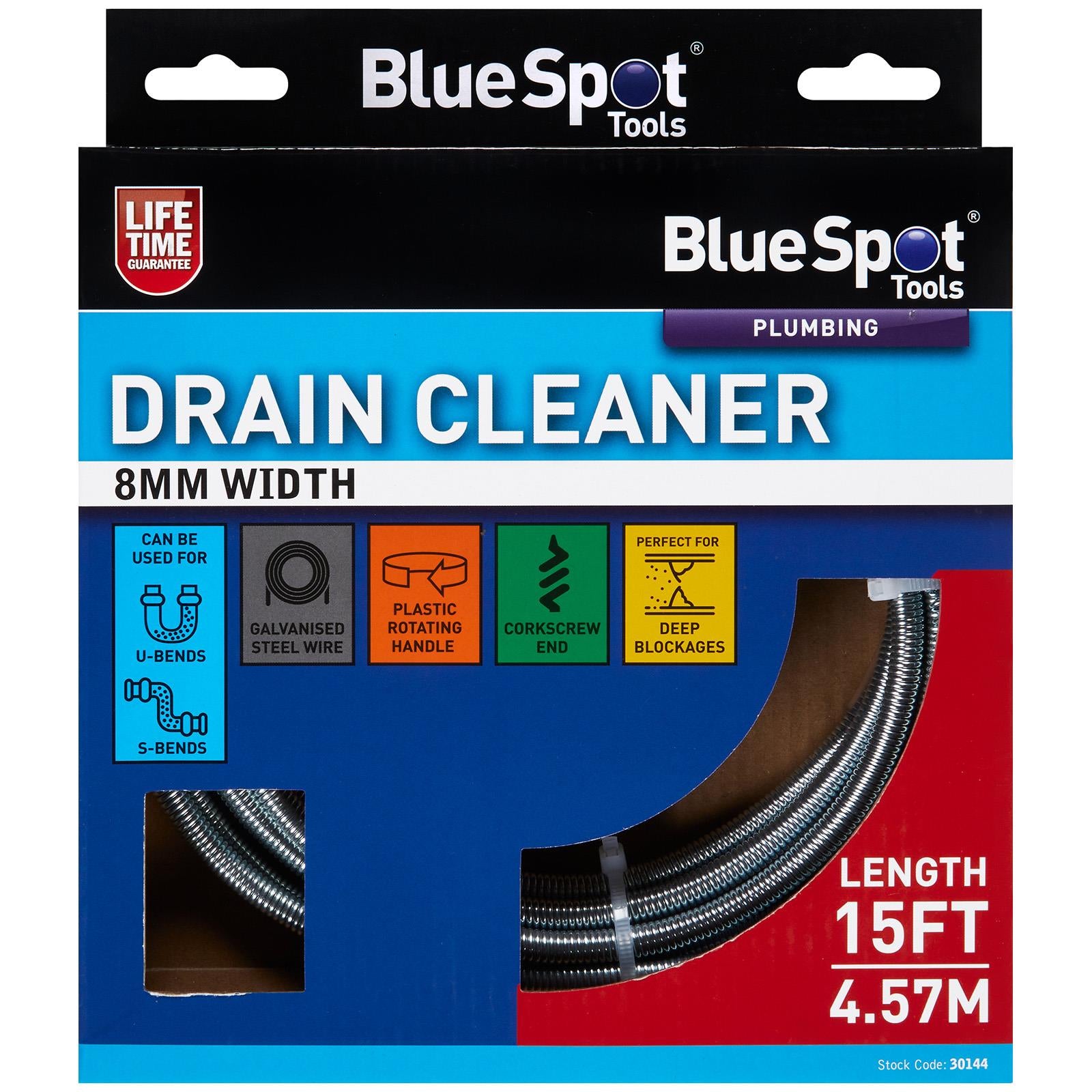 BlueSpot Drain Unblocker Cleaner 8mm x 4.57 meters 15 foot