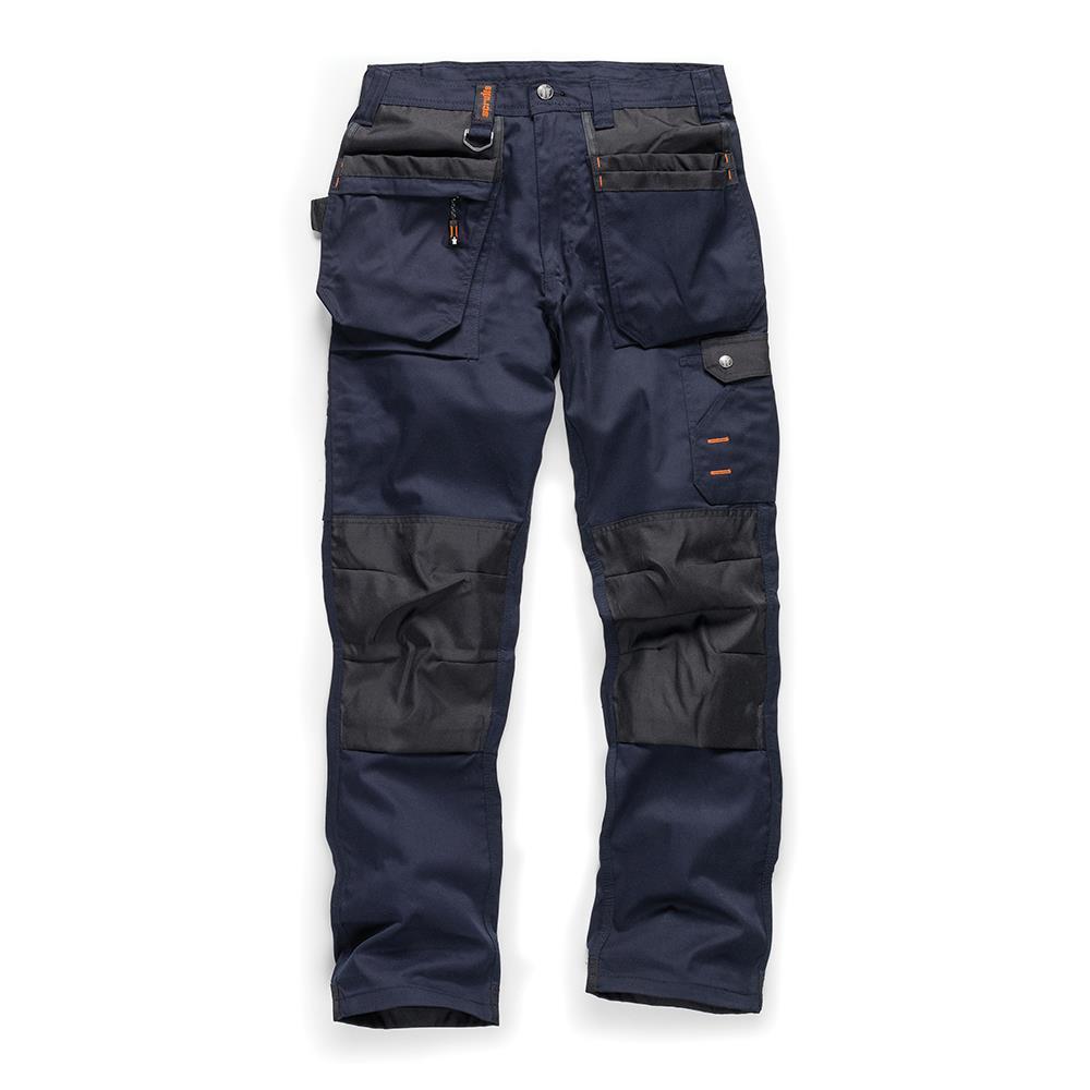 Scruffs Worker Plus Trousers Navy - Choose Size  White Rose Tools