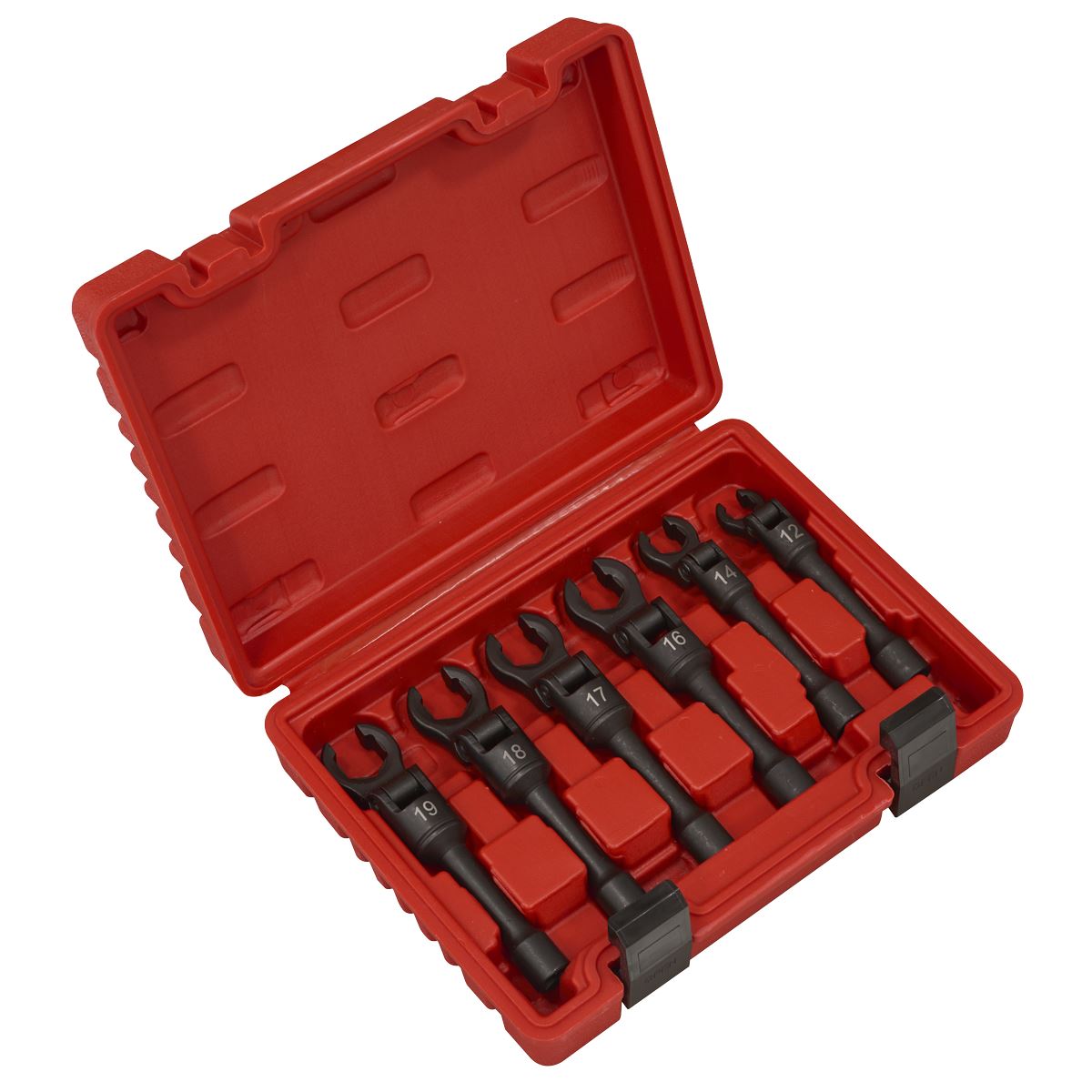 Sealey Flexi-Head Flare Nut Diesel Injection Wrench Set 6pc 3/8"Sq Drive  White Rose Tools