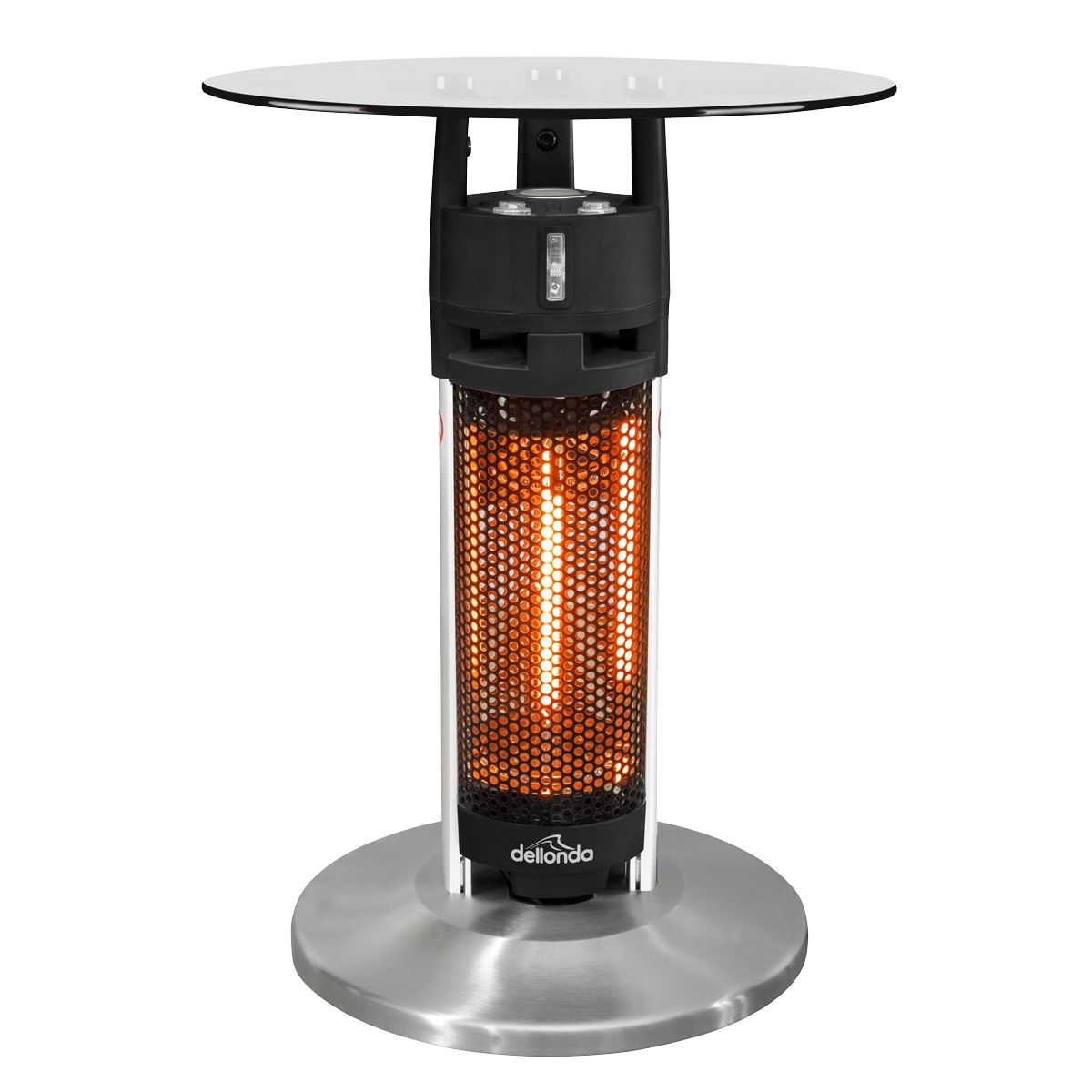 Dellonda Bistro Table with 1200W Heater, 65cm, Black/Stainless Steel