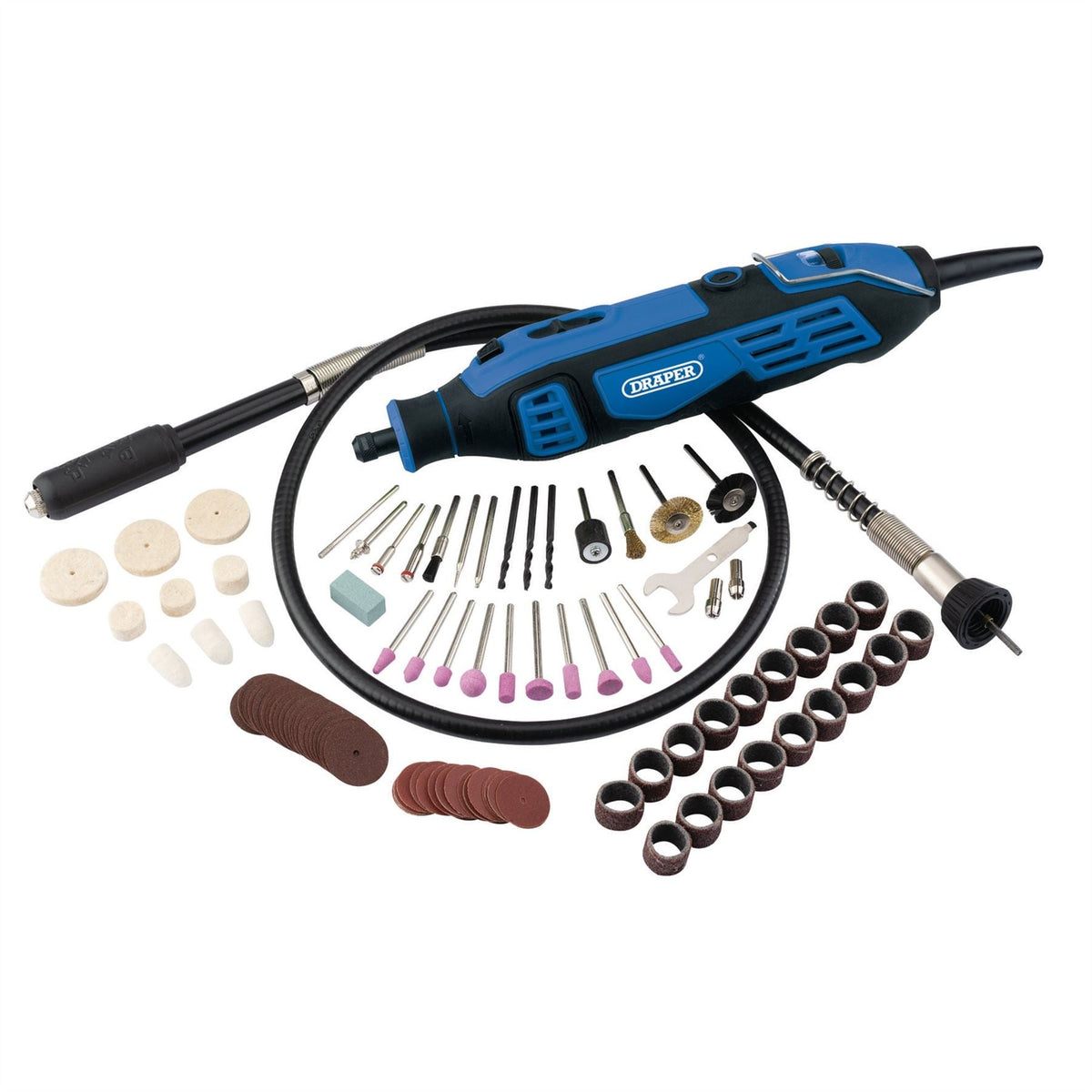 Draper 230V Rotary Multi-Tool Kit 180W (111 Piece) 58300  White Rose Tools