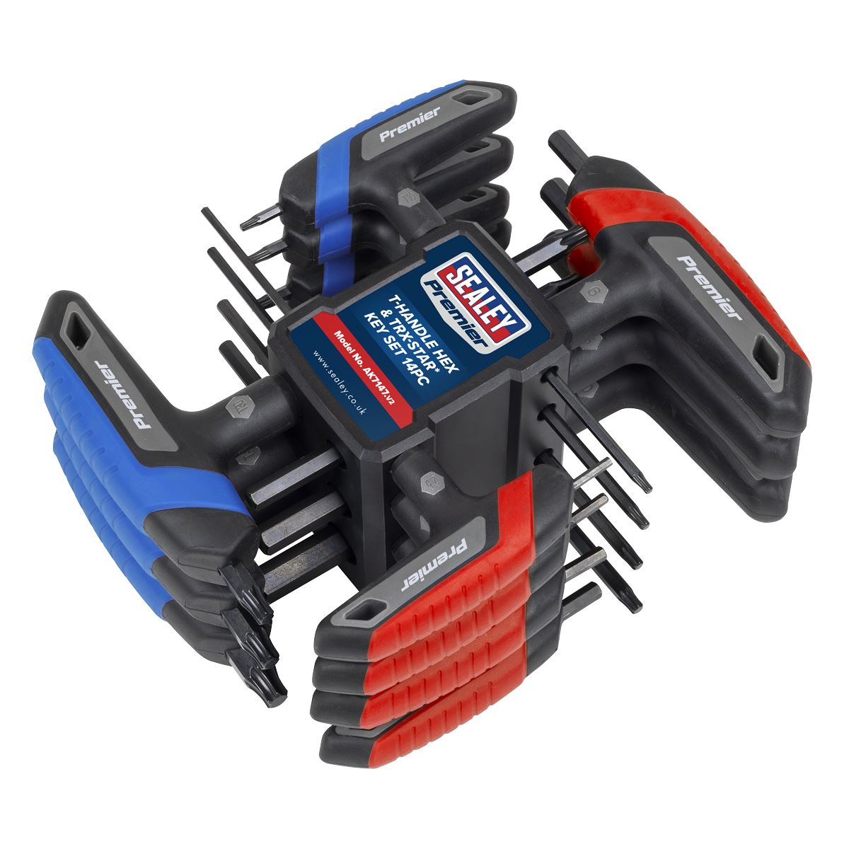 Sealey Premier T-Handle Hex & TRX-Star* Key Set 14pc  White Rose Tools