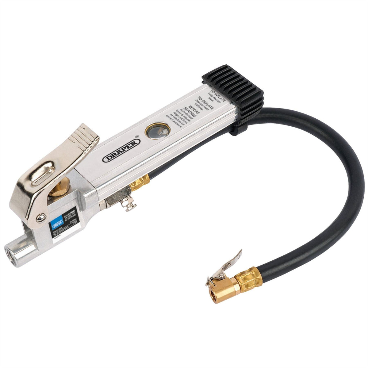 Draper Air Line Inflator with Open Ended Clip On Connector 36633  White Rose Tools