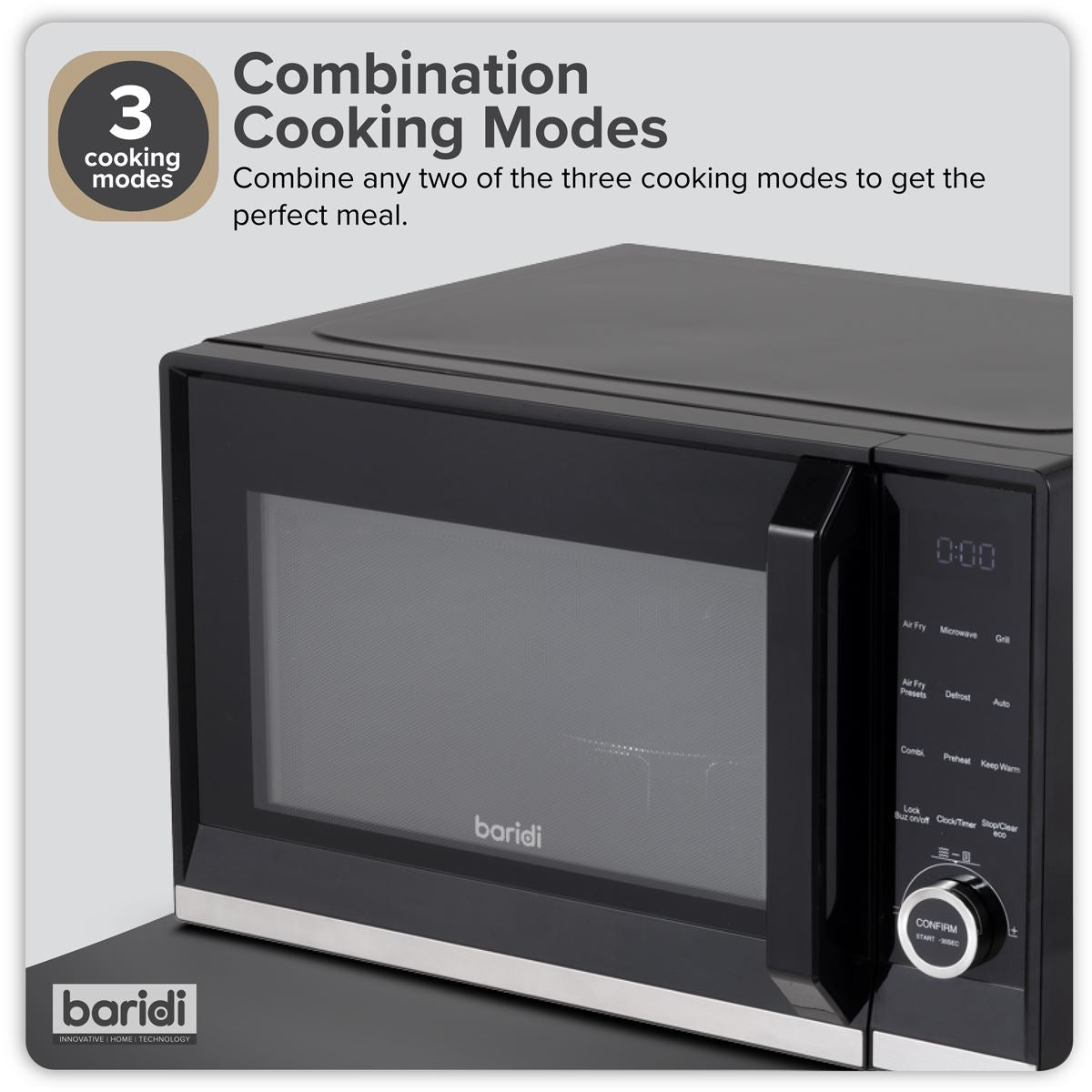 Baridi 7-in-1 Air Fryer Microwave & Grill, 28L Capacity - Black  White Rose Tools