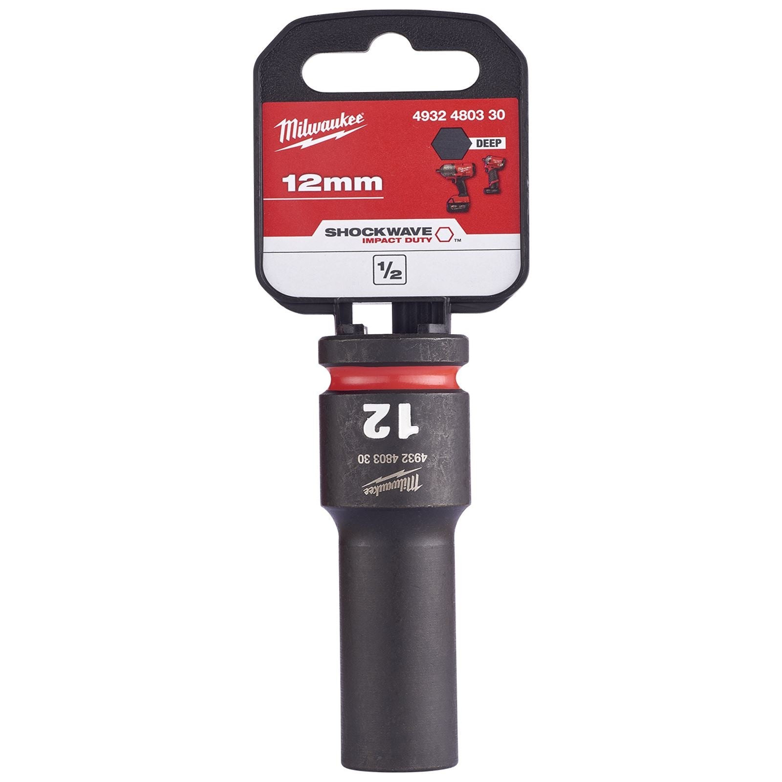 Milwaukee Impact Sockets Deep 1/2" Drive 8-36mm SHOCKWAVE Impact Duty 