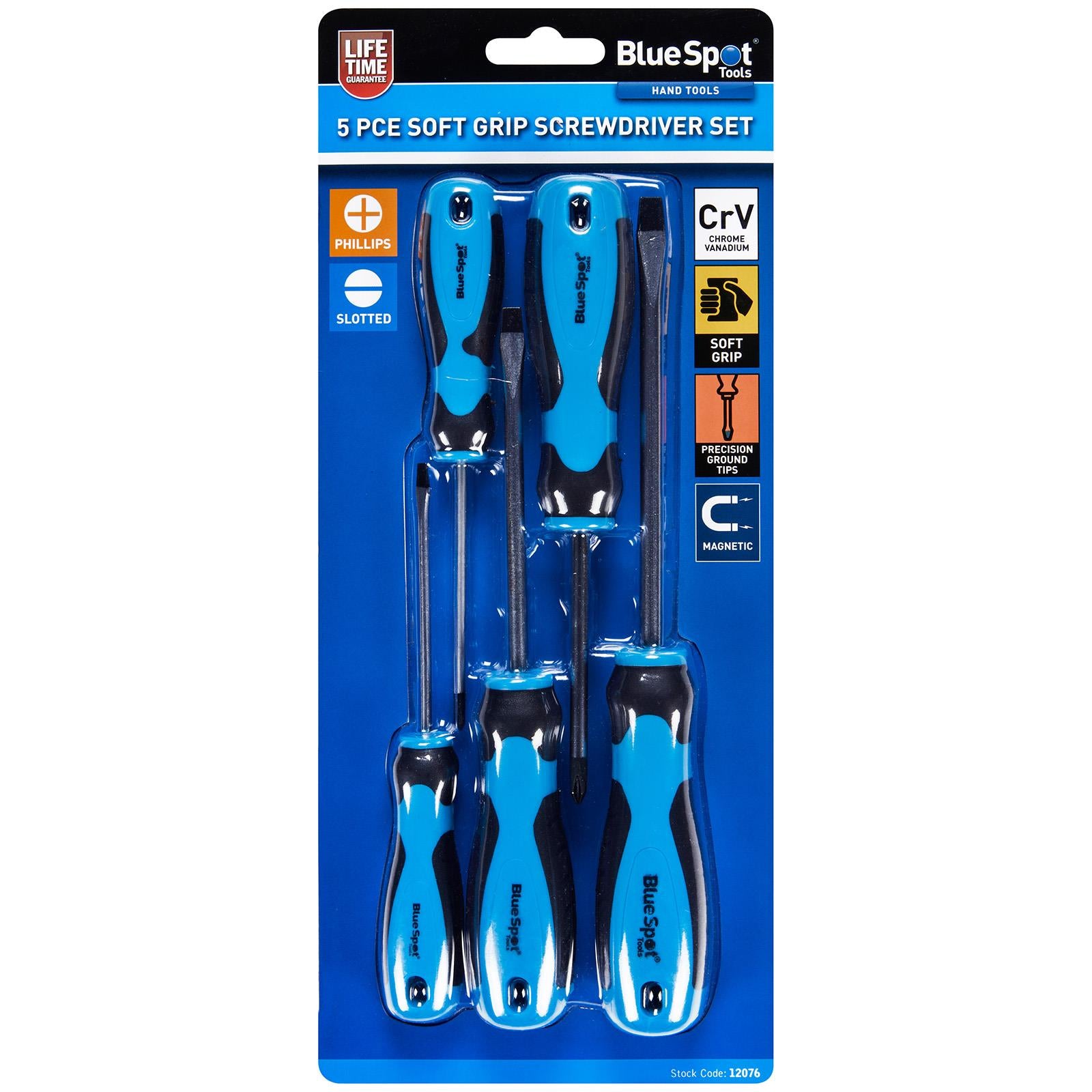 BlueSpot Soft Grip Screwdriver Set 5 Piece