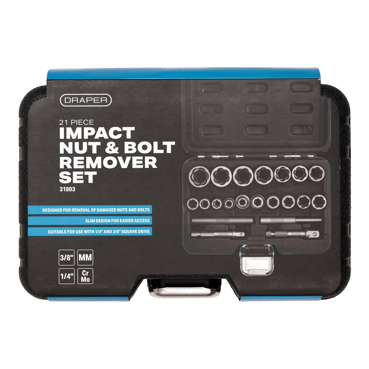 Draper Impact Nut and Bolt Remover Set (21 Piece) 31803  White Rose Tools