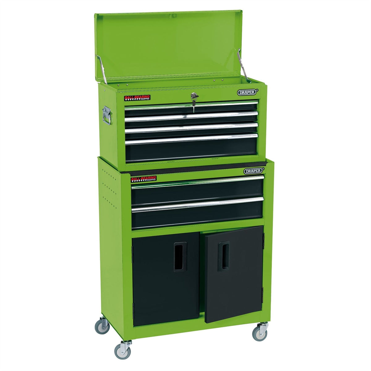 Draper Combined Roller Cabinet and Tool Chest 6 Drawer 24" Green 19566  White Rose Tools