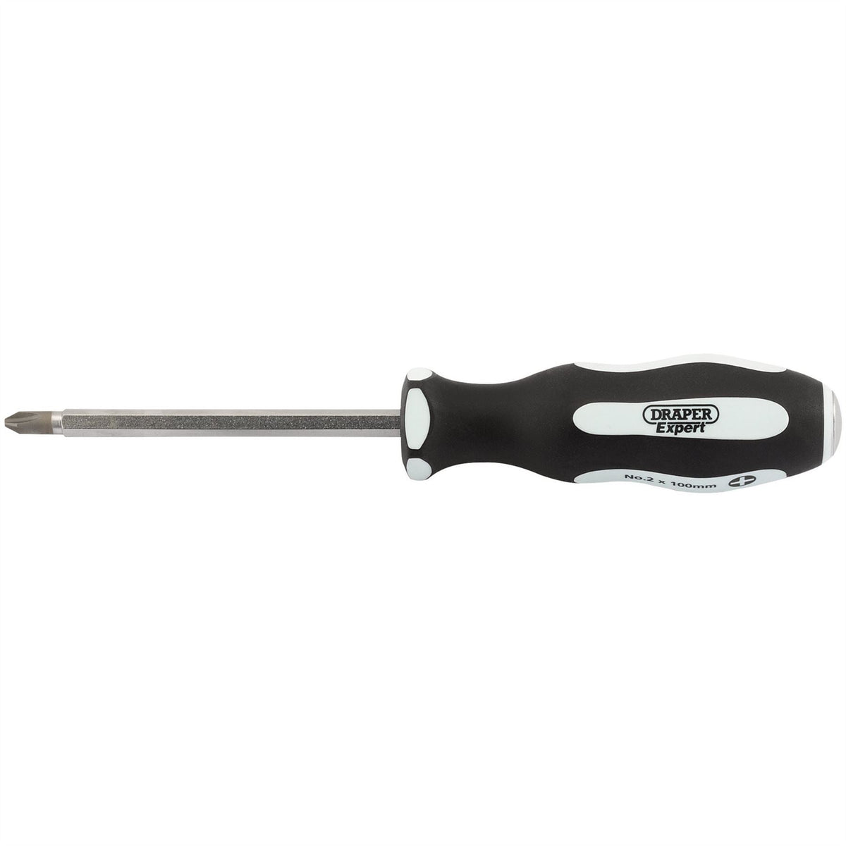 Draper Expert 'Pound Thru' Cross Slot Soft Grip Screwdriver No.2 x 100mm 35223  White Rose Tools