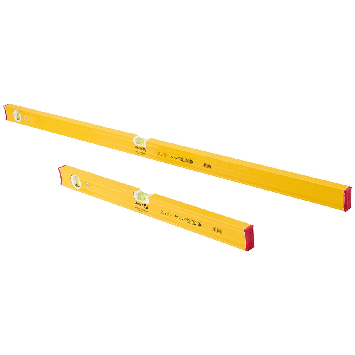 Stabila 60 & 120cm (2 & 4ft) 80AS Level Twin Pack 20238  White Rose Tools
